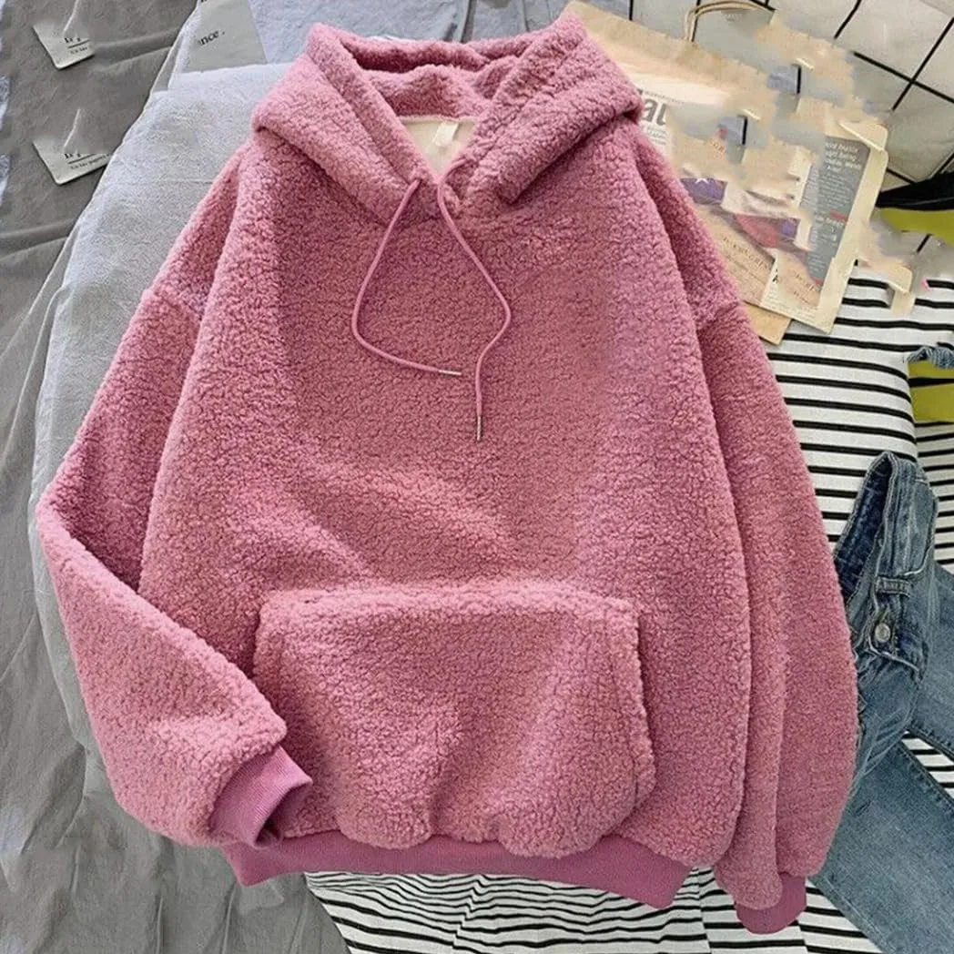 Fnfmrfmr Damskie solidne bluzy oversize bluzy polarowe z długim rękawem jesień zima sweter z kieszenią