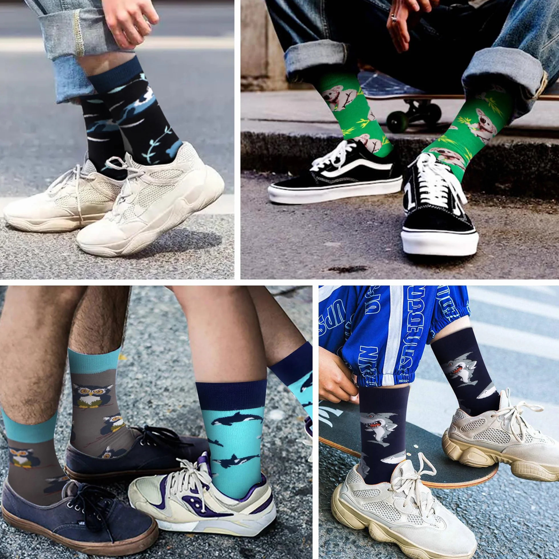 WeciBor Męska sukienka fajna kolorowa fantazyjna nowość zabawna codzienna czesana bawełna Crew Socks Pack