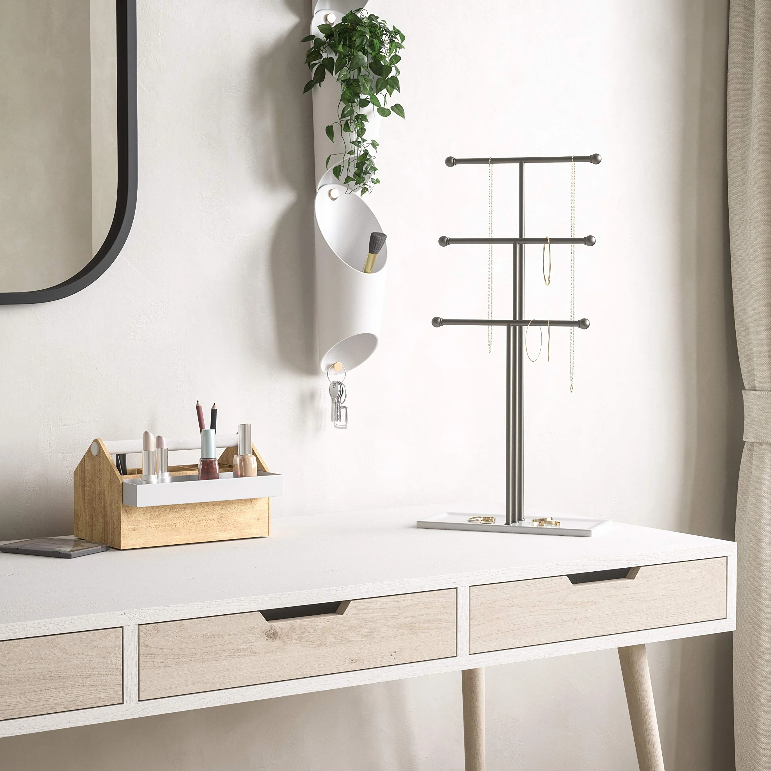 Umbra Trigem Organizer na Biżuterię, Srebrny/Biały, 23 x 10 x 48 cm