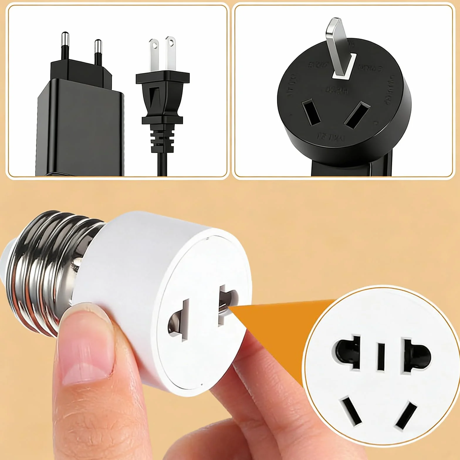 Oprawka do lampy E27, 2 sztuki, adaptery do gniazda żarówki, przykręcane, gwint E27, przedłużenie 5 cm, na balkon, werandę, garaż, kamerę, taras, dekoracyjne, 2-biegunowe, białe [klasa energetyczna A]