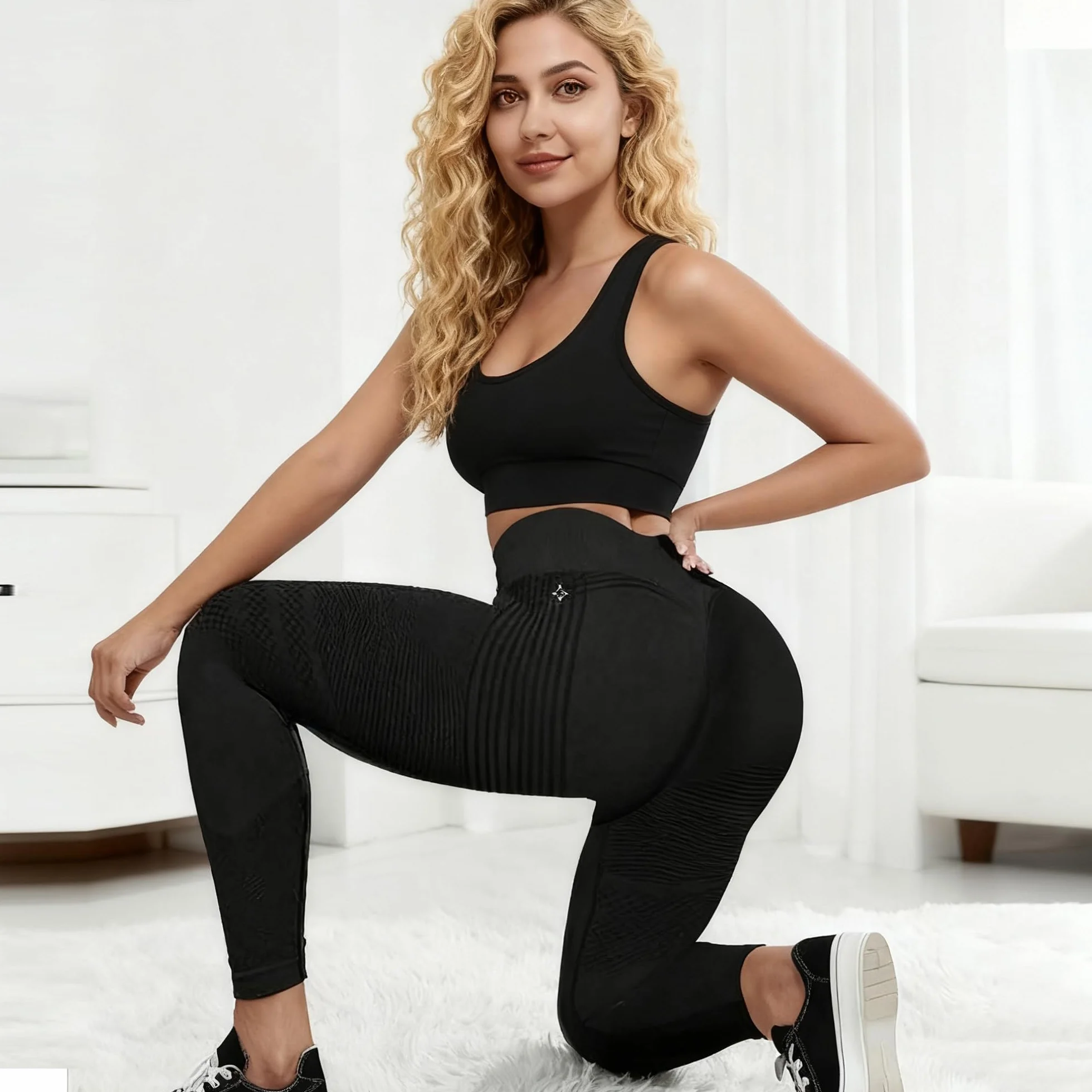 Legginsy antycellulitowe damskie sportowe długie kompresyjne push-up do jogi pilatesu