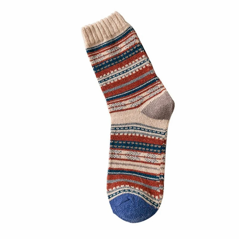 5 Pair/lot Męskie Skarpety Wełniane Stripe Casual Gruby Zimowe Ciepłe Skarpetki Mężczyzna (Kolor: 5 par Rozmiar: Jeden rozmiar) (Color : 5 Pairs, Size : One Size)