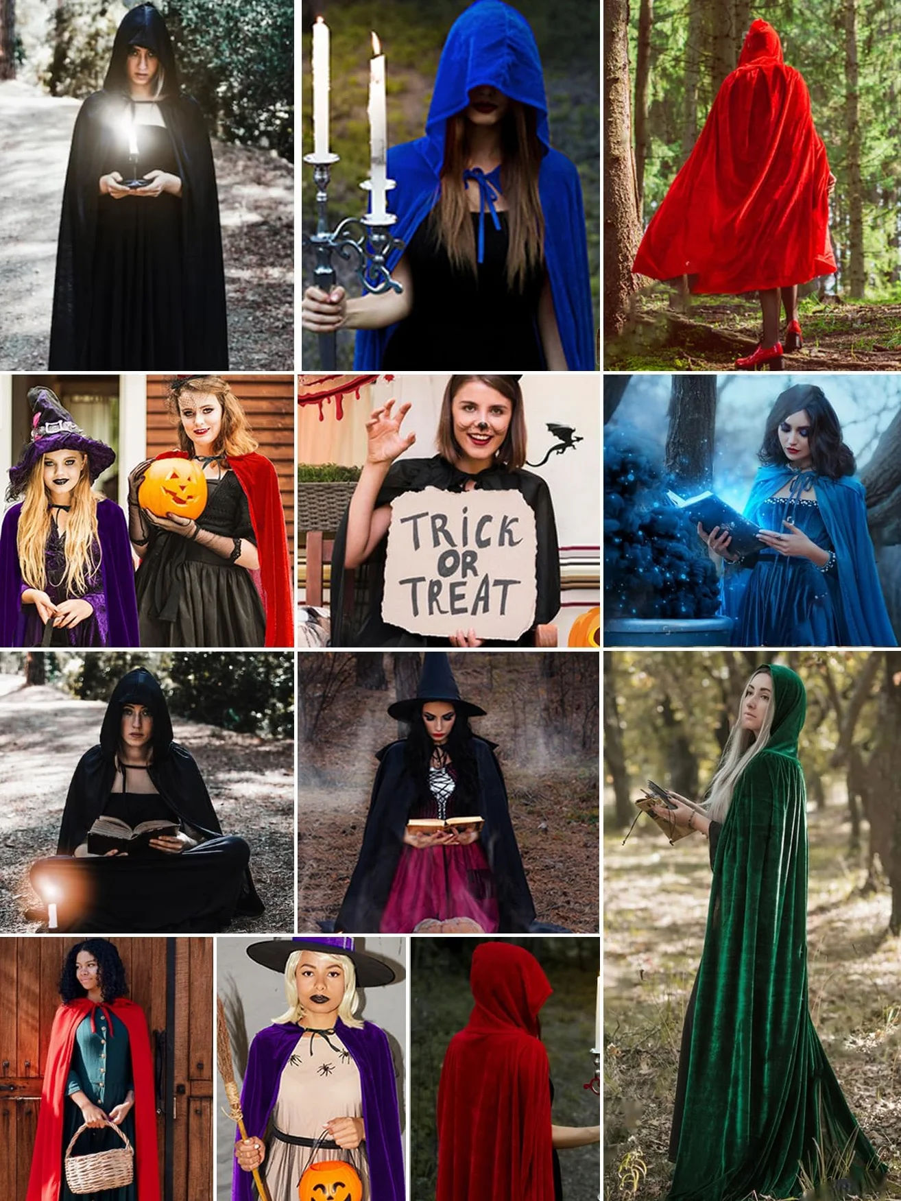 Peleryna na Halloween z kapturem, kostium diabła, kostium czarownicy wampira, peleryna dla dorosłych, kostium na Halloween dla kobiet i mężczyzn (czerwona)