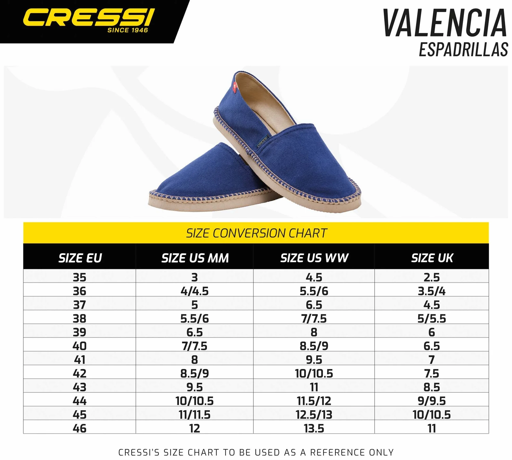 Cressi Uniseks Valencia EspadrillasWygodne i lekkie buty na każdy letni sport