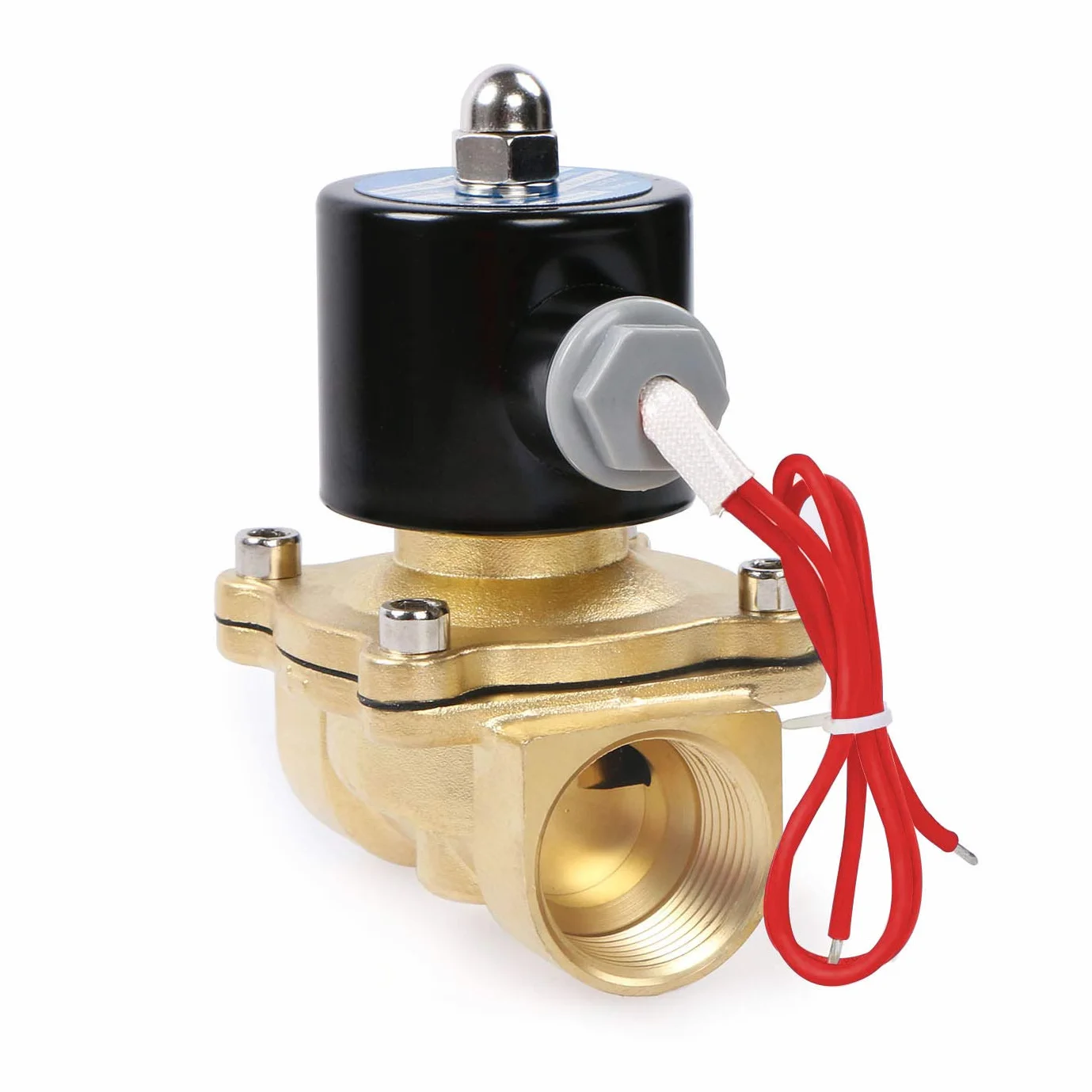 U.S. Solid Zawór elektromagnetyczny z mosiądzu 1" G – 220 V AC, normalnie zamknięty, napędzany bezpośrednio, woda, powietrze, olej