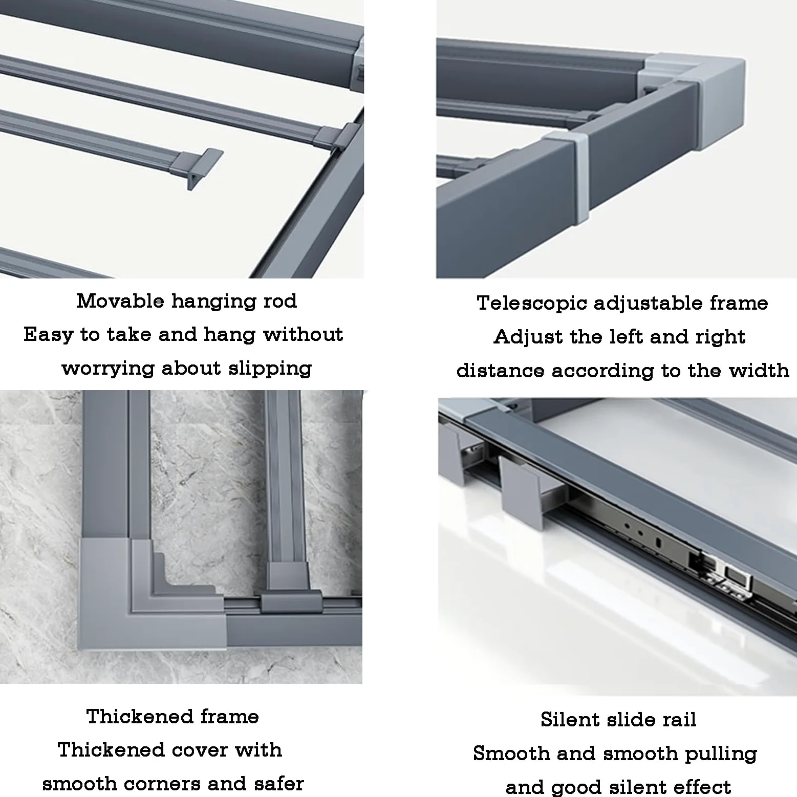 Wysuwany stojak na spodnie, ukryta wysuwana szuflada ze stopu aluminium, do suszenia ubrań nad pralką, kolor 1-46,5 x 66,5 x 71,4 cm, kolor 1-46,5 x 66,5-71,4 cm