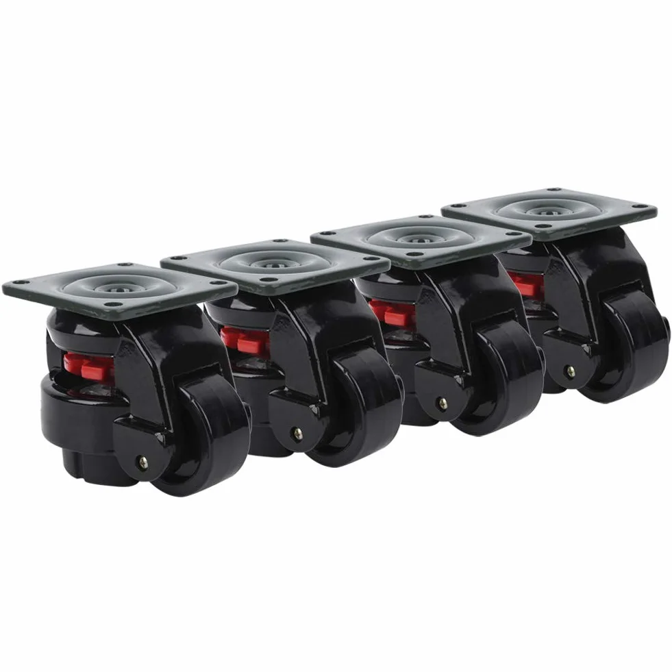 4-częściowy zestaw kółek GD-60F, kółka skrętne, 250 kg, nylonowe kółka samonastawne, wysokowydajne kółka przemysłowe