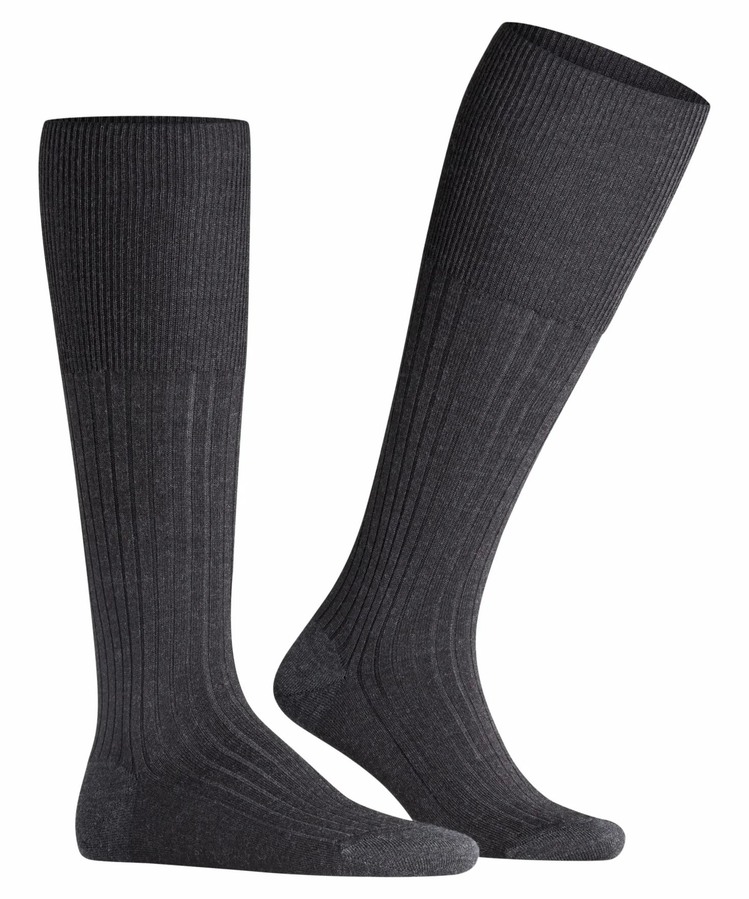 FALKE Mężczyźni Podkolanówki Bristol Pure M Kh Wełna długie jednokolorowe 1 Para, Szary Anthracite Melange 3080, 43-44