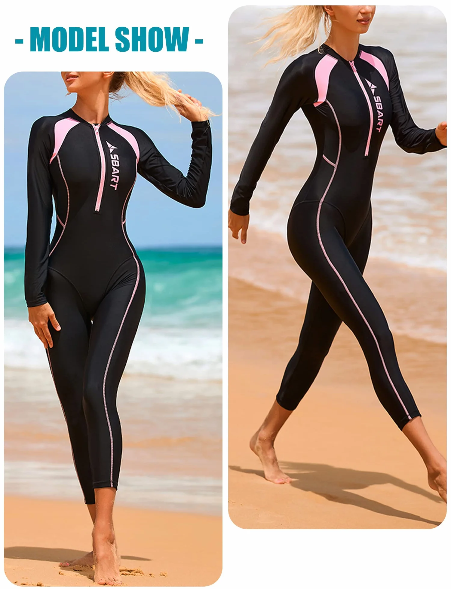 SEAUR Rash Guard damski kostium kąpielowy UPF 50+, ochrona przed promieniowaniem UV, krótki, długi, jednoczęściowy, z zamkiem błyskawicznym, slim fit, ochrona przed słońcem, moda kąpielowa, pływanie, surfowanie, XS S, M, L, XL