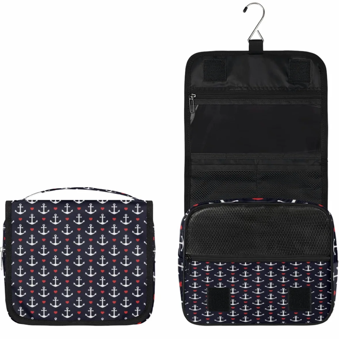 Kotwy Podróżna kosmetyczka Kotwy Serca Mycie Torba Unisex Wiszące przybory toaletowe Kosmetyczka Organizer do makijażu, wielobarwny, Jeden rozmiar