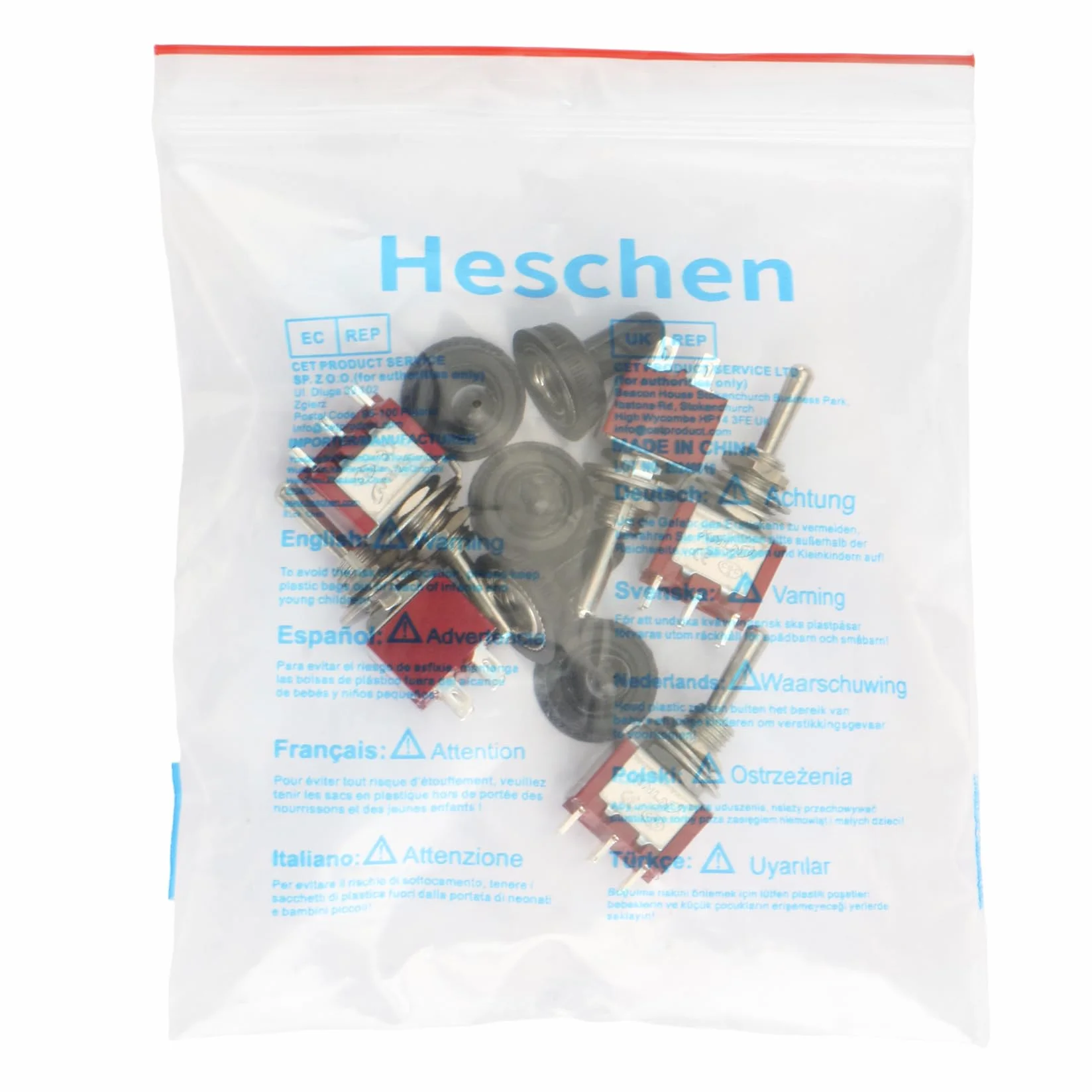 Heschen 5 mini chwilowych przełączników kołyskowych MTS-223 ON-OFF-ON DPDT, 6-pinowy, 2 A 250 V, 6 A 125 V