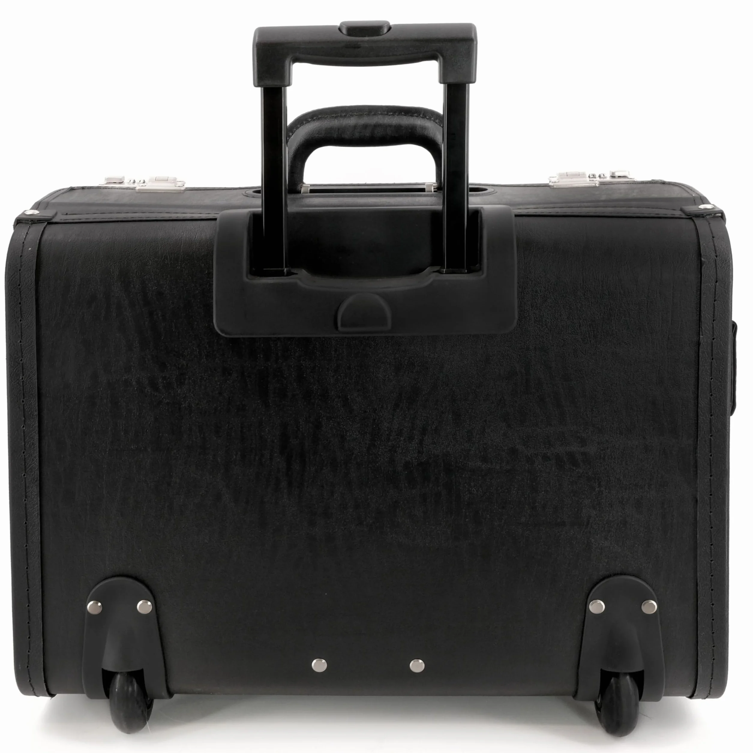 Alassio - 92705 SILVANA - walizka na kółkach, skórzana, czarna, Czarny, B 48,5 x H 37 x T 23 cm, Bagaż dziecięcy