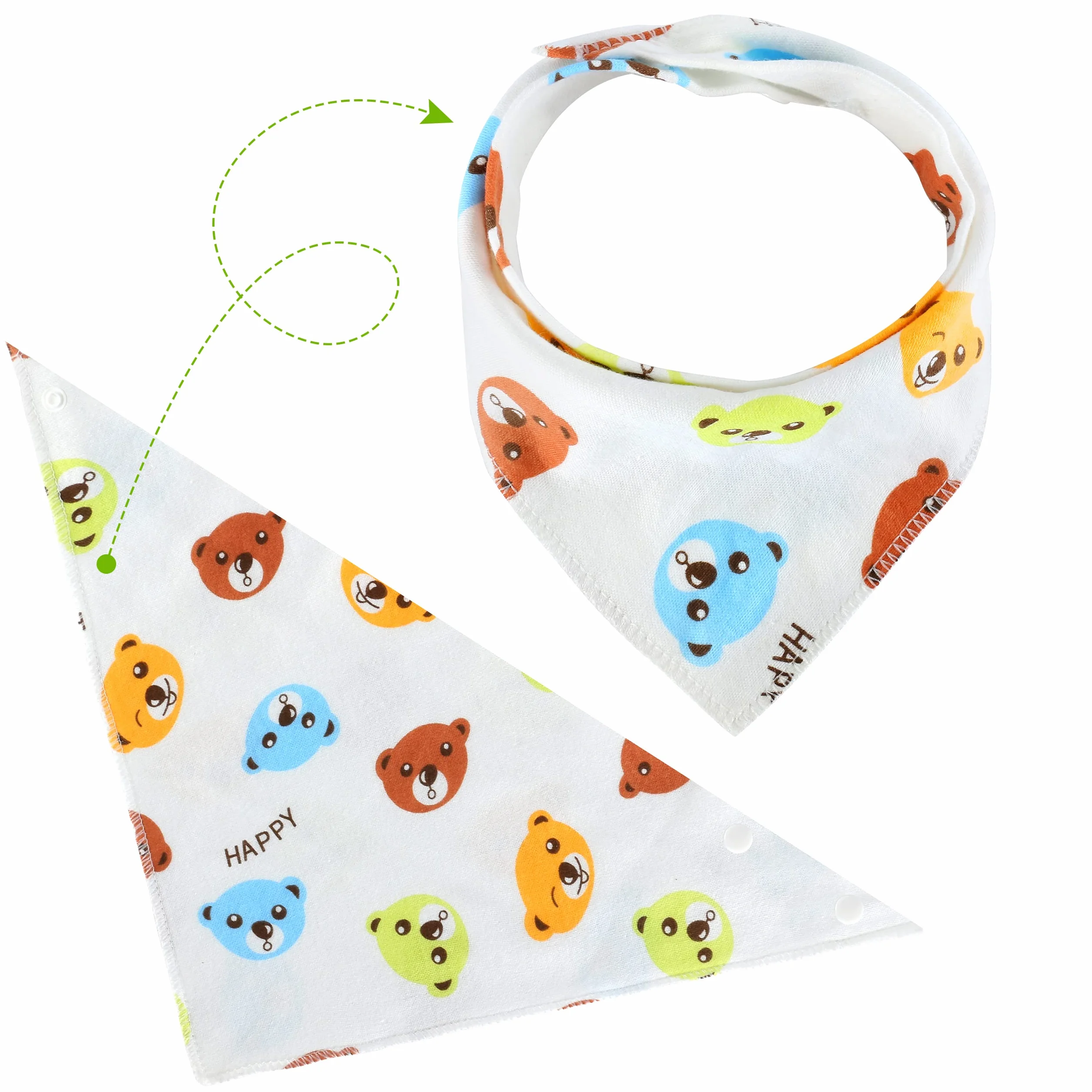 8x Śliniaki Bandana dla Niemowląt, 100% Bawełna Bandana dla Dziewczynki i Chłopca 0-36 miesięcy, Śliniaki dla Niemowląt z Zatrzaskami, Chłonne Śliniaki-apaszki z gryzakiem do karmienia
