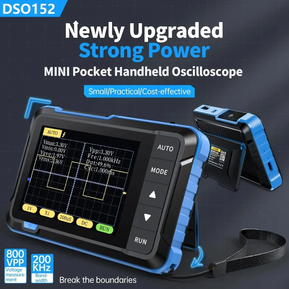 DollaTek DSO152 mini r?czny oscyloskop cyfrowy, oscyloskop 2,5 MSa/s 200 kHz analogowy szeroko?? pasma 800 VPP, obs?uguje aktualizacj? oprogramowania sprz?towego wyj?cie PWM