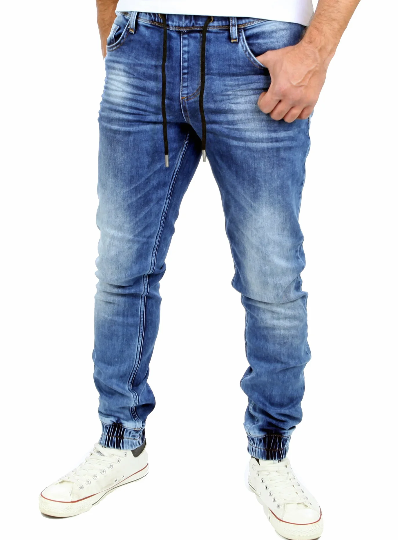 Reslad Dżinsy spodnie dresowe o wyglądzie dżinsu, męskie spodnie slim fit, spodnie męskie RS-2073