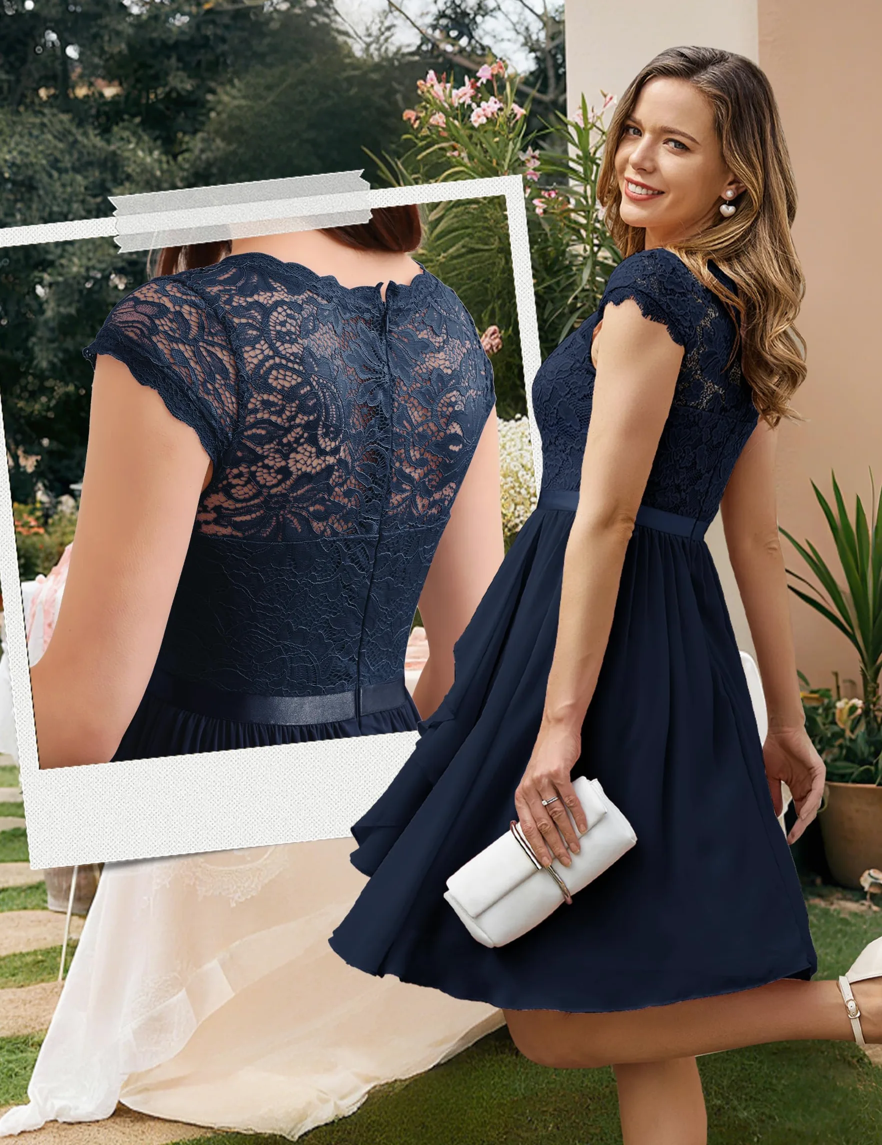 Wedtrend Elegancka sukienka koktajlowa, damska, wieczorowa, na wesele, elegancka, linia A, z falbankami