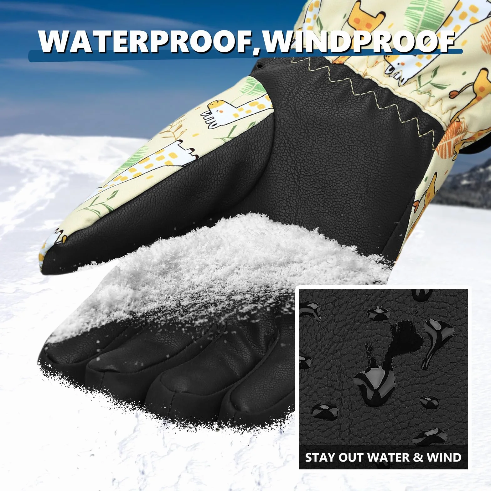 Rękawice śniegowe, rękawice narciarskie, 3M, Thinsulate, zimowe, ciepłe i wodoodporne, rękawice na zimną pogodę, dla rodziców, chłopców, dziewcząt