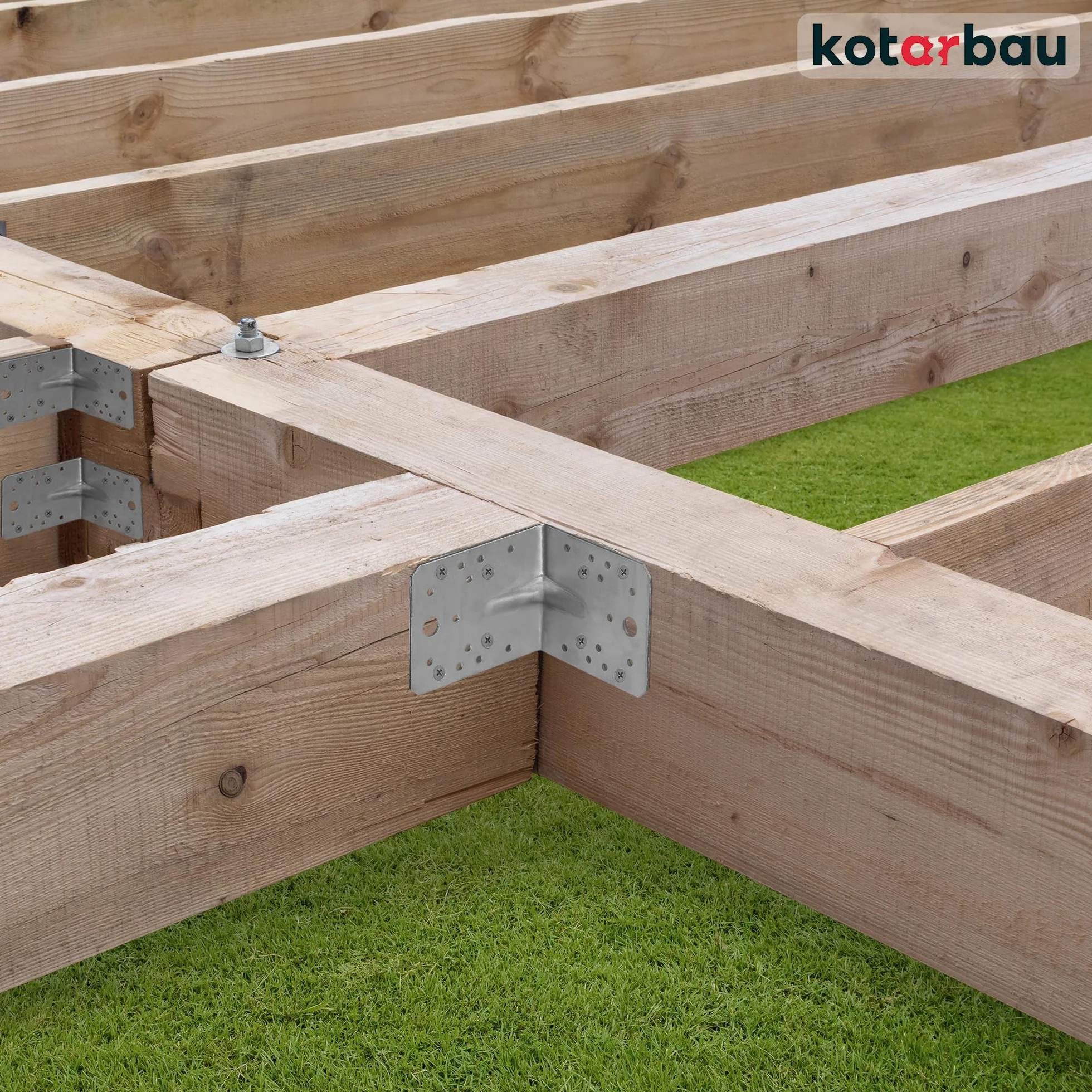 KOTARBAU® 12 szt. Kątownik Ciesielski - Łącznik Budowlany - 150 x 150 x 65 mm - Stal ocynkowana - z Przetłoczeniem - Nierdzewny