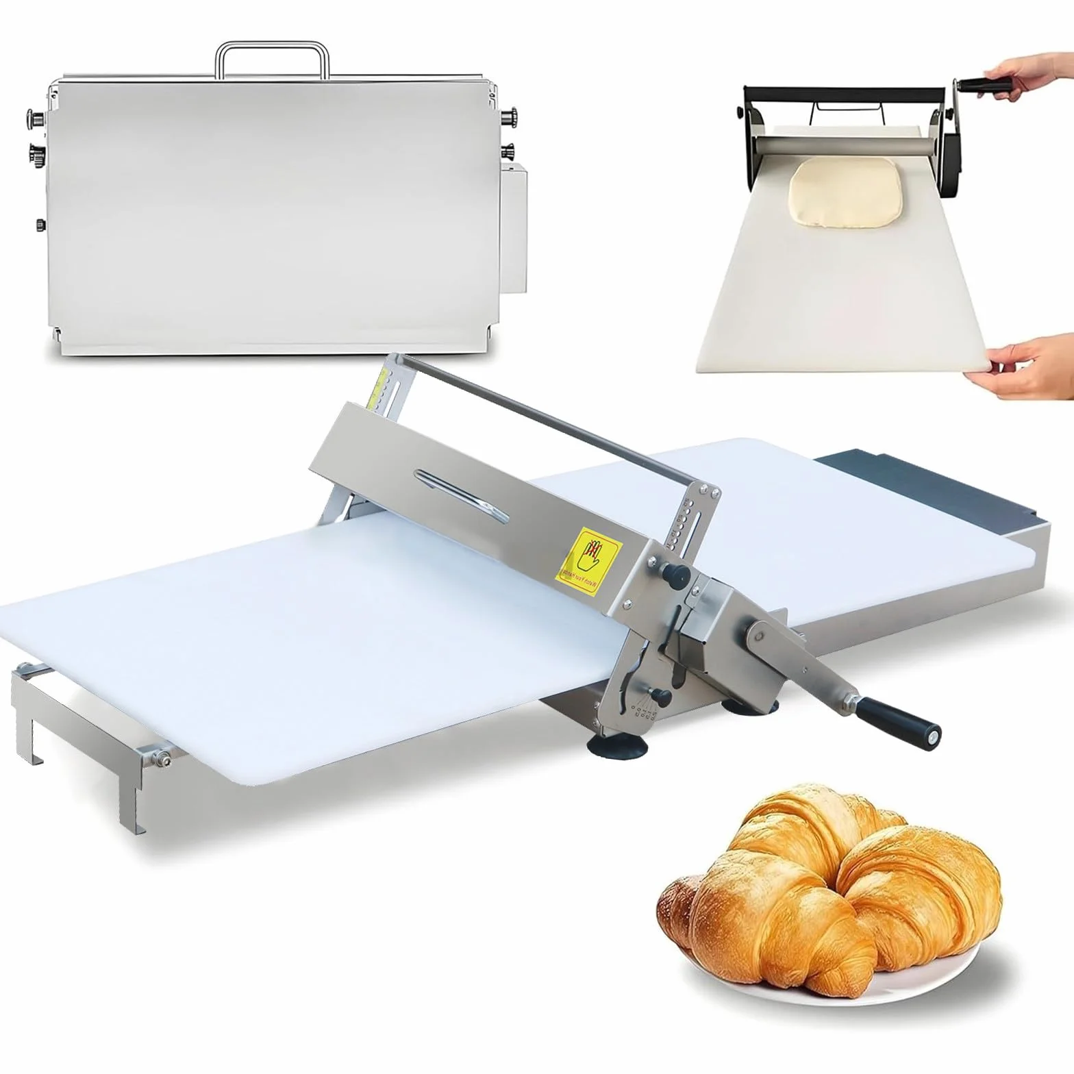 Maszyna do WałKowania Ciasta, Laminator do Ciasta na Rogaliki, MałA Krajalnica do Ciasta, Regulowana Grubość Ciasta, do Fondantu, RogalikóW, Pizzy i Ciasta Francuskiego A300