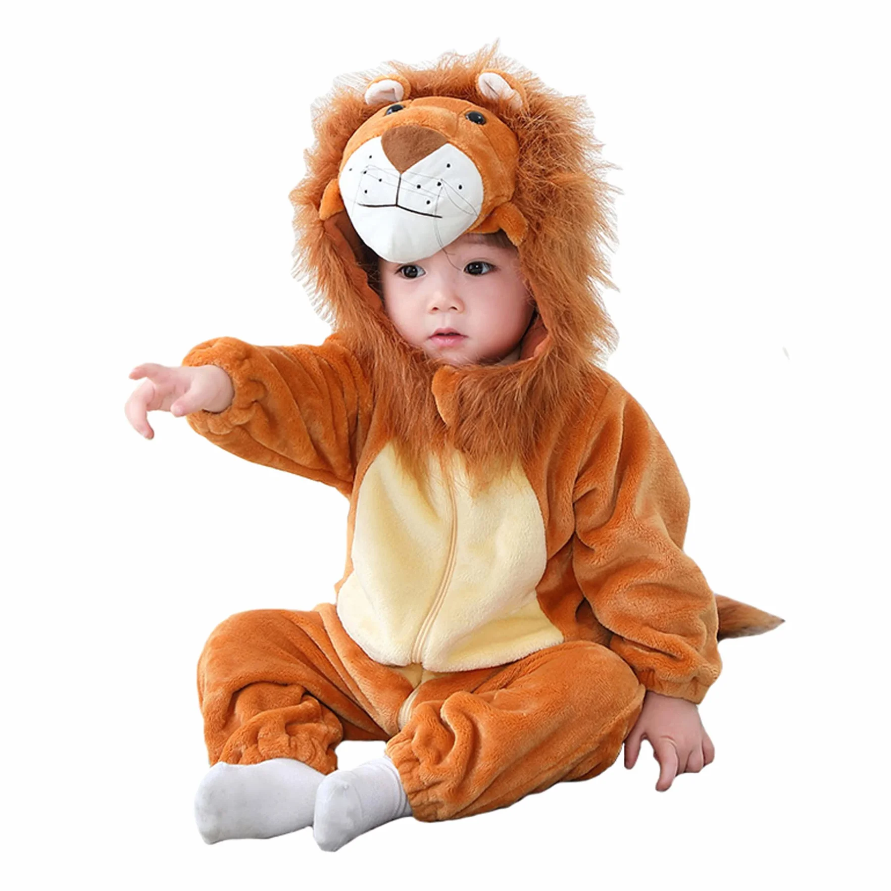 Unisex Baby Spring Autumn Animal Romper Flanelowa Jednoczęściowa Piżama