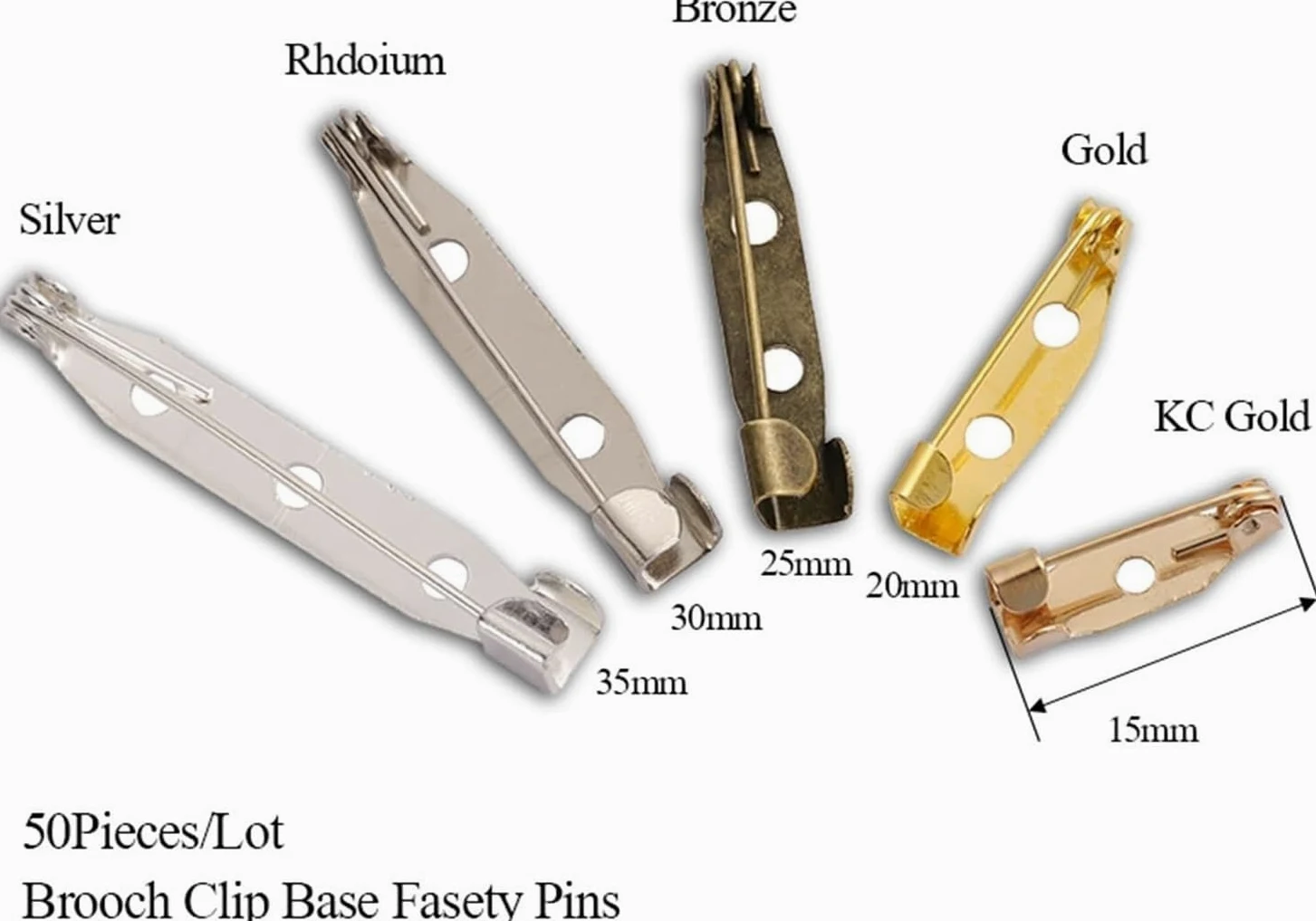 50 sztuk Pin Backs Broszka Klip Baza Pins dla DIY Biżuteria | Puste broszki z 2 otworami, mocny metal, srebrne wykończenie, łatwe zapięcie zapewniające bezpieczne mocowanie