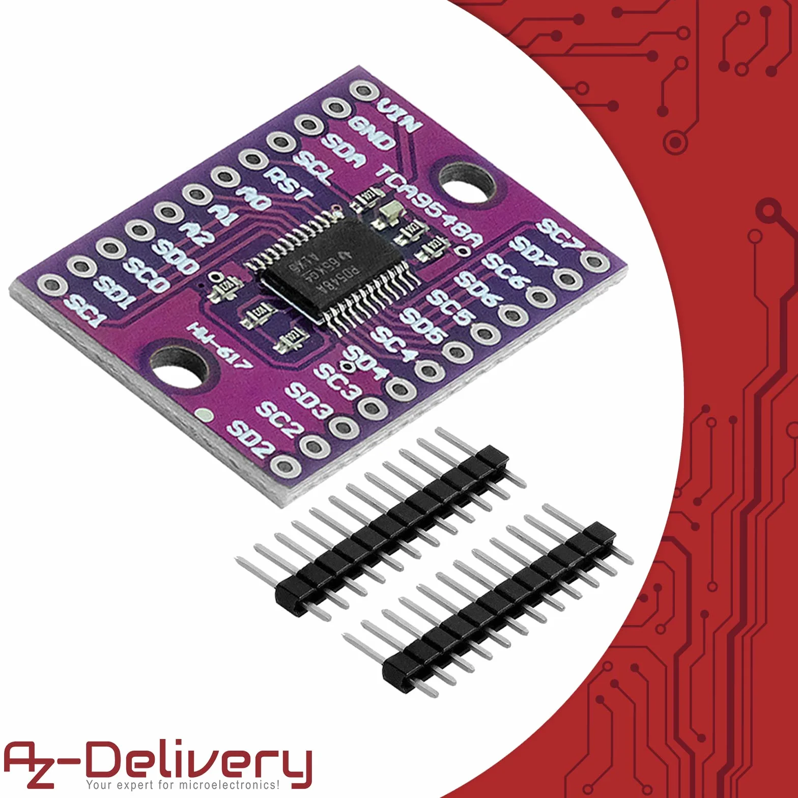 AZDelivery 3 x Multiplekser PCA9548A I2C 8-kanałowy multiplekser kompatybilny z Arduino w tym e-Book!