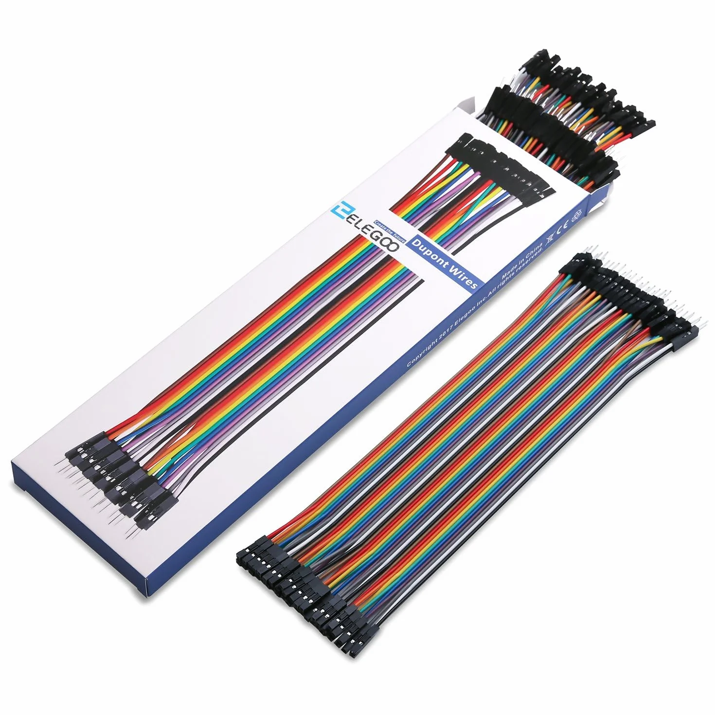 ELEGOO 40 x 20 cm Żeński, męski, Zworka kablowa 28 AWG Mostki Przewodowe dla Arduino Raspberry Pi (Zestaw 3 szt.)