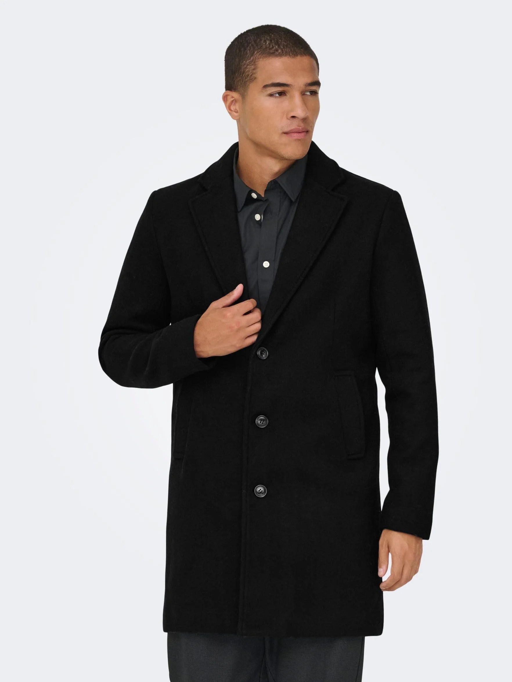 ONLY & SONS Onsmatthew Wool Coat OTW Noos męski płaszcz, czarny, M