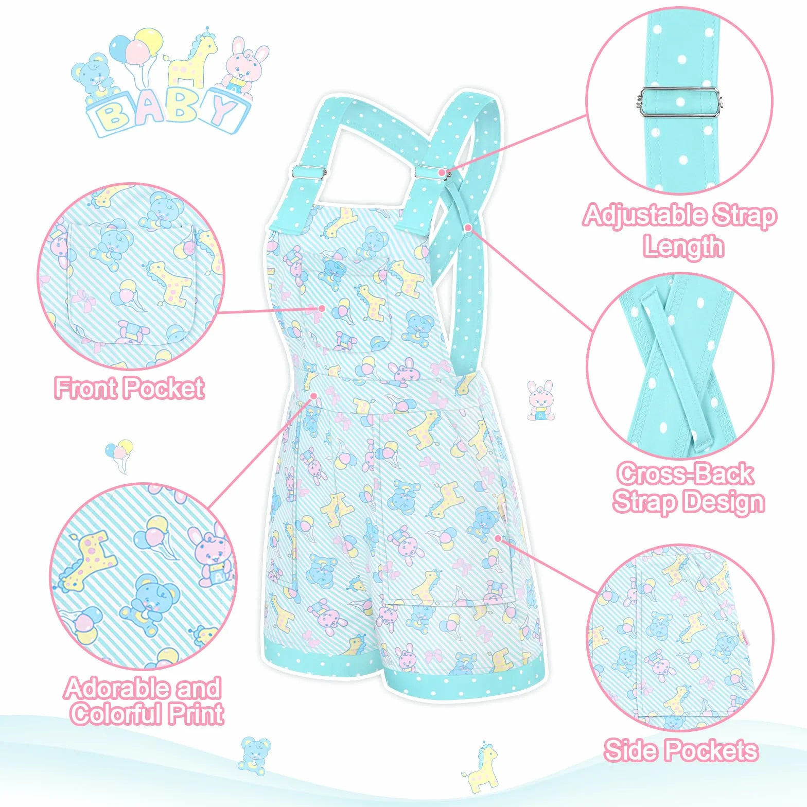 LittleForBig Krótkie ogrodniczki Overalls Shortalls - Baby Parade ogrodniczki