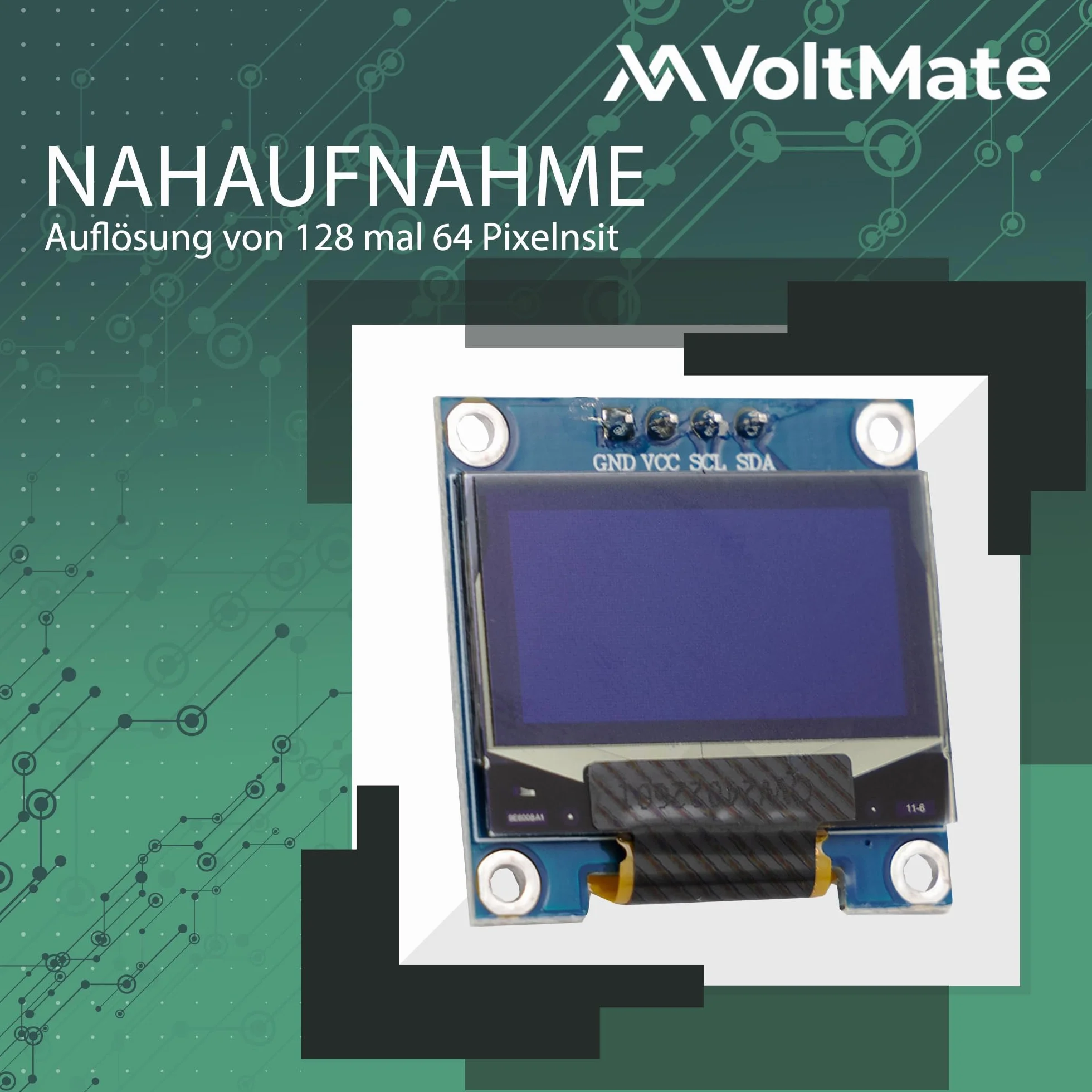 VoltMate 3 x wyświetlacz OLED z interfejsem I2C, chip SSH1106, rozdzielczość 128 x 64 pikseli, obsługuje białe znaki, kompatybilny z Arduino i Raspberry Pi