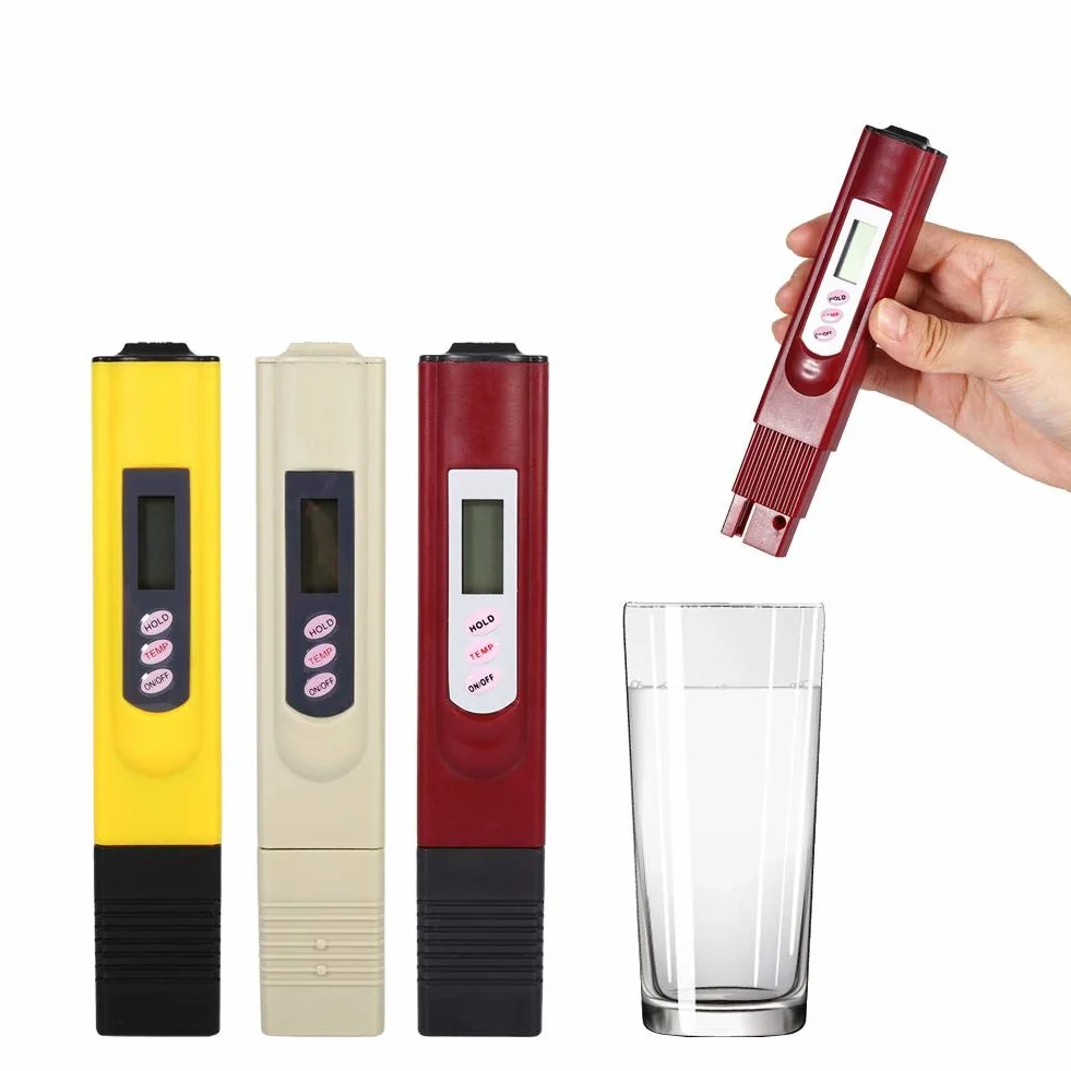 Detektor jakości wody cyfrowy LCD miernik TDS 0-9999 PPM tester pH i temperatury przenośny analizator minerałów pióro testowe (czerwony)