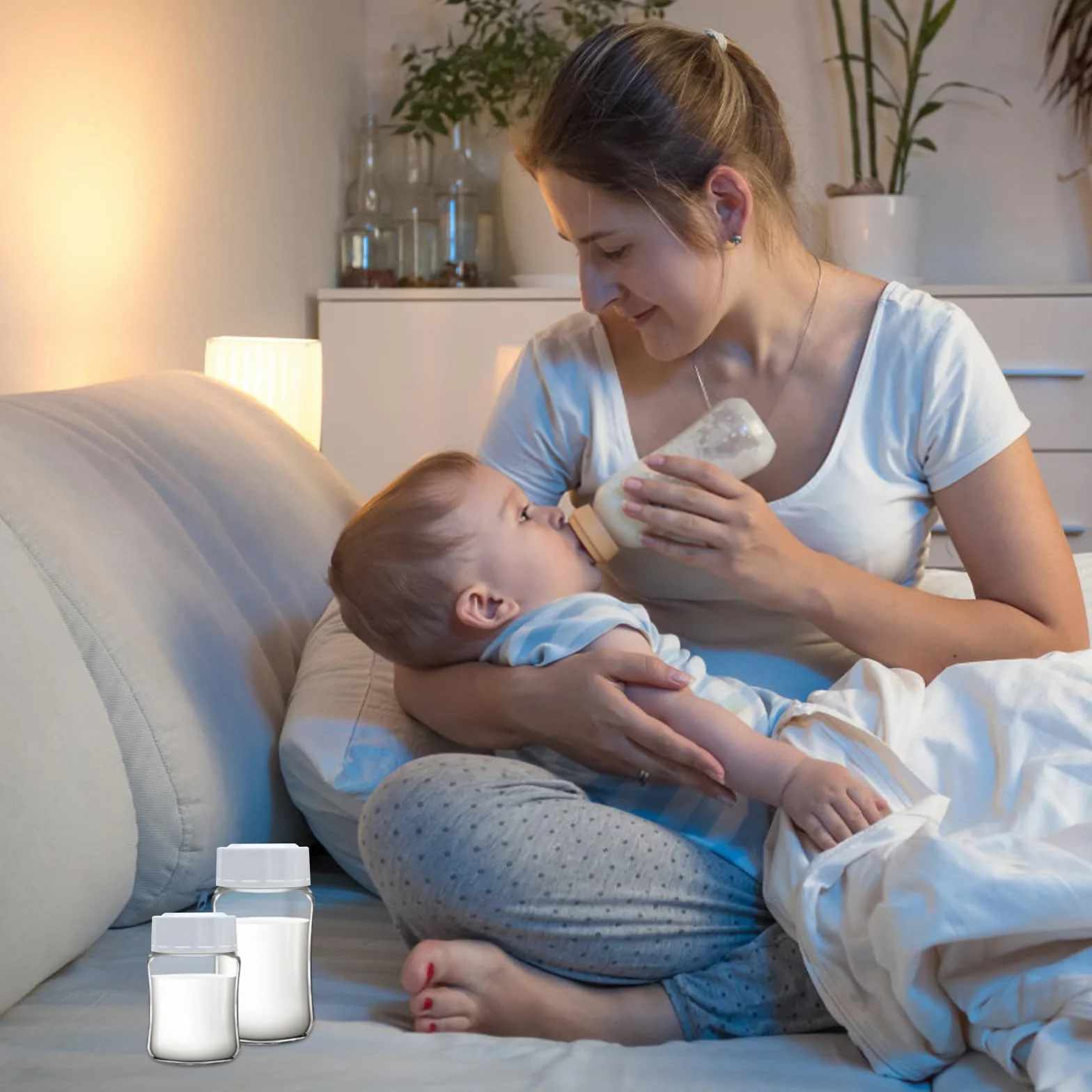 Nakrętki do butelek dla niemowląt, 6 sztuk, zakrętki podróżne do butelek Avent, wymienne pokrywki do butelek dla niemowląt, kompatybilne z butelkami z szeroką szyjką, białe pokrywki do butelek dla