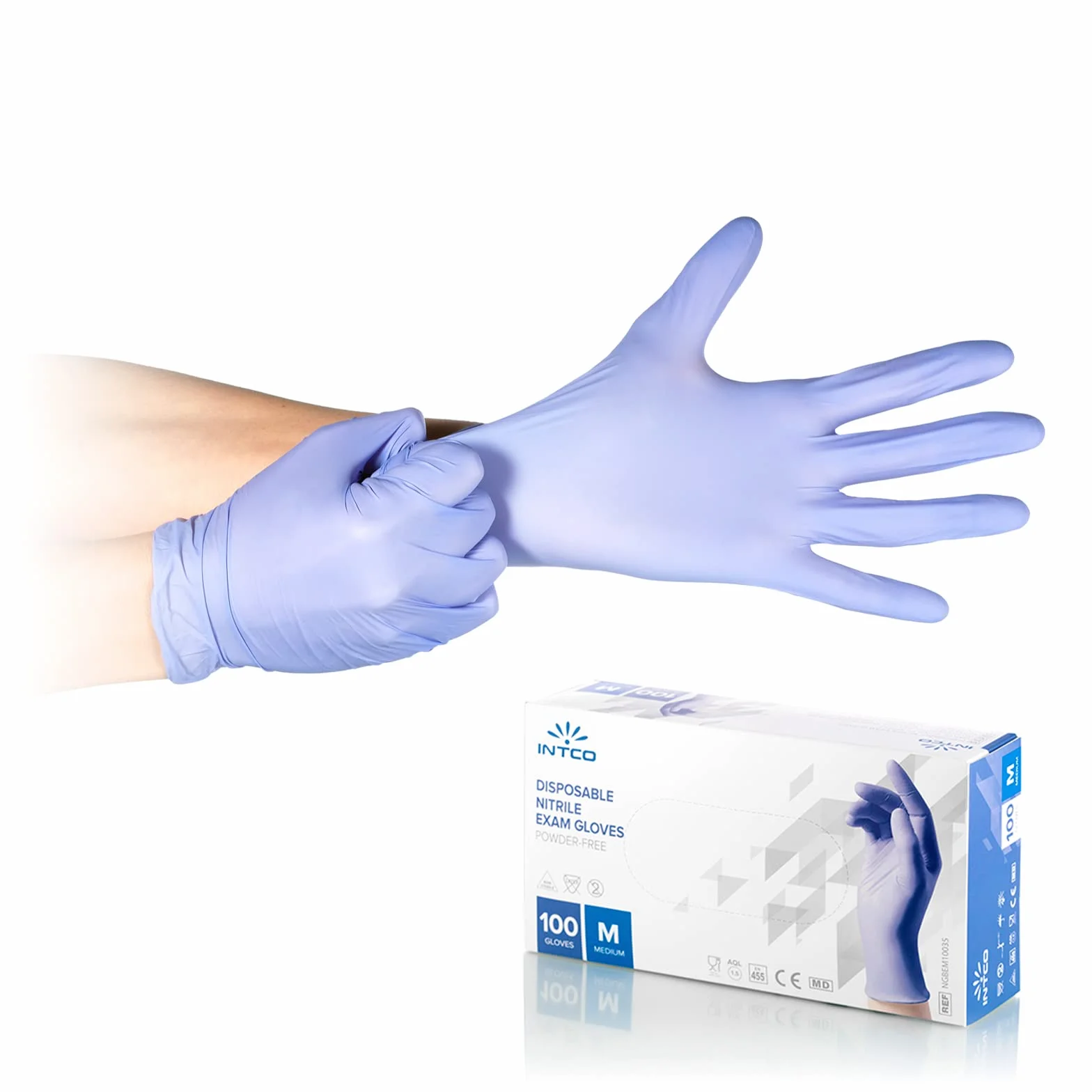 INTCO Rękawice nitrylowe fioletowe – jakość premium produkty medyczne certyfikowane dla dentystów i dentystów – 100 sztuk (100, S)