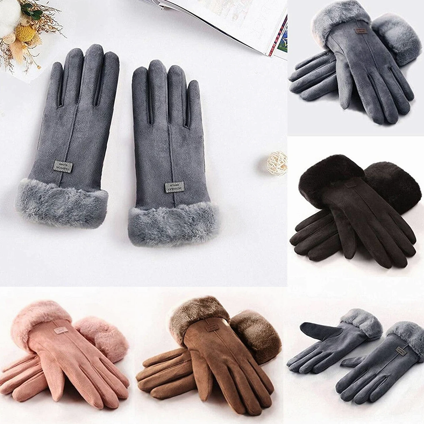 Rękawiczki, Damskie Zimowe Rękawiczki Damskie Dziewczęce Outdoor Heat Full Finger Lined Driving Wszystkie Urządzenia Z Ekranem Dotykowym Pozostają Sprawne W Zimnym Roku,a