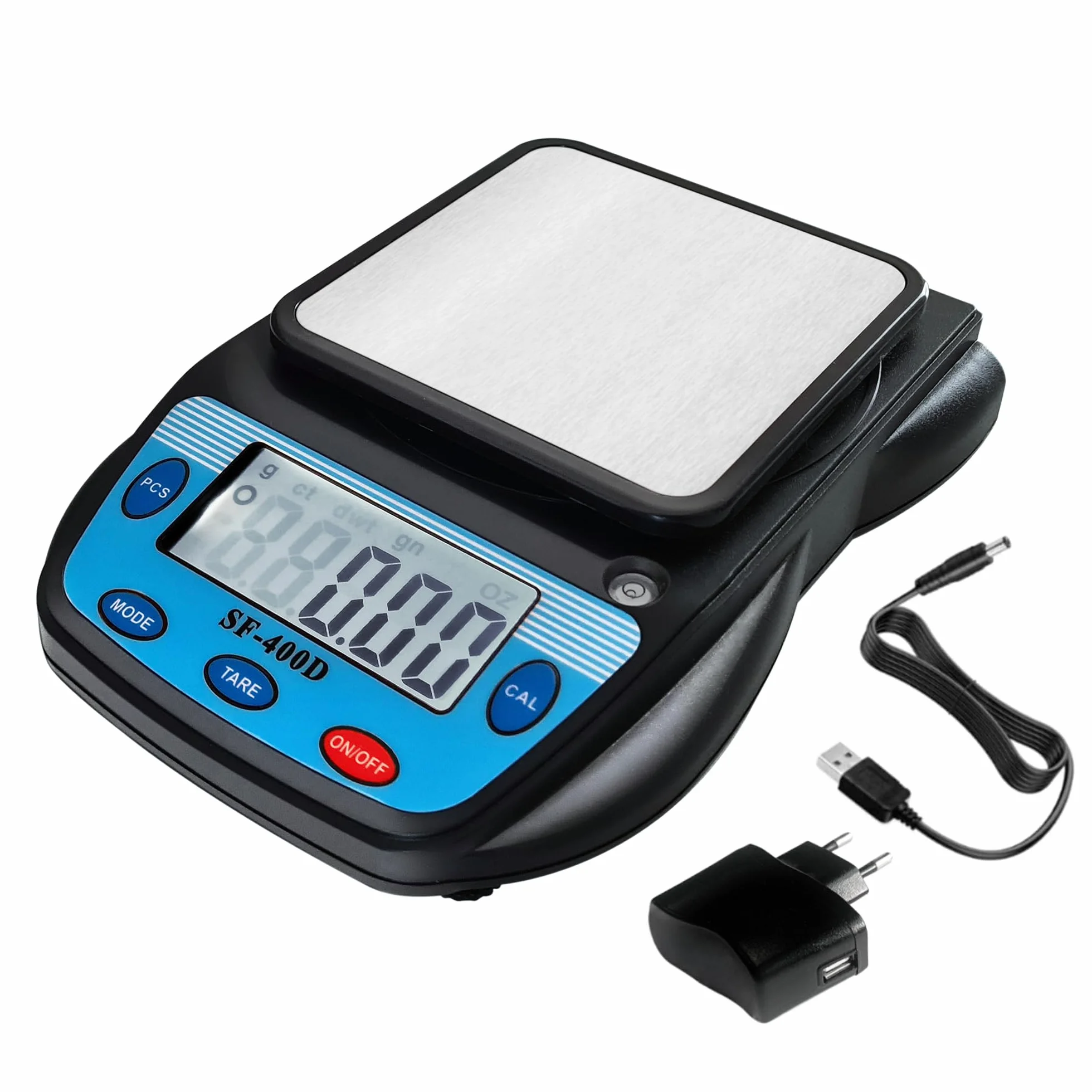 Eosphorus Cyfrowa Analityczna Waga z Wyświetlaczem LCD 600g x 0,01g do Laboratoriów i Szkół - Waga Kuchenna, Dokładna Waga, Gramy, Uncje i Karaty - W Zestawie Ładowarka USB i Zasilacz Sieciowy