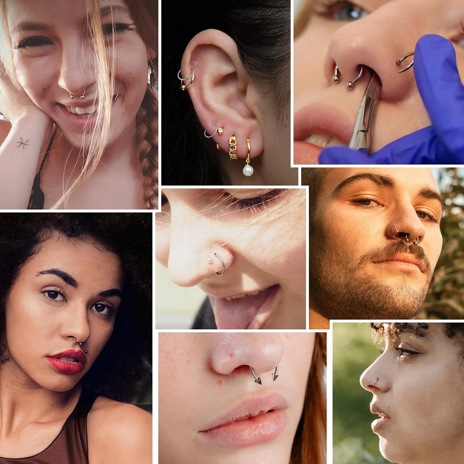 12 sztuk kolczyków do piercingu w kształcie podkowy 16G, septum, do wargi, 8/10/12 mm, stal nierdzewna, srebrny, septum nosowe, stal chirurgiczna, piercing do chrząstki, ucha, z zapasowym szpikulcem