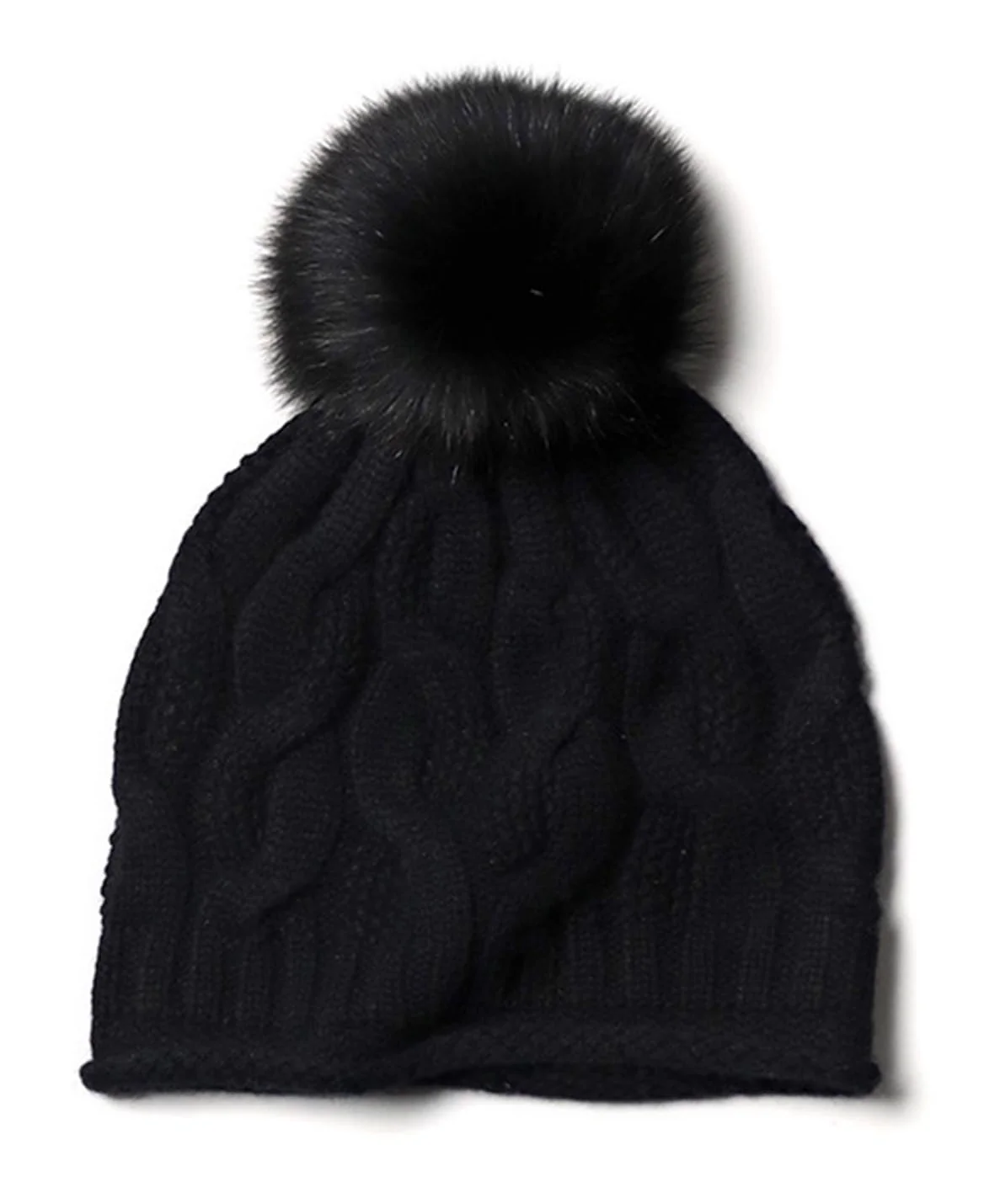 YUONNY Damska dzianinowa czapka beanie z dużym odpinanym pomponem, 100% kaszmiru, miękka, ciepła dzianinowa czapka z pomponem, damska zimowa wszechstronna czapka z pomponem z zawijanymi krawędziami