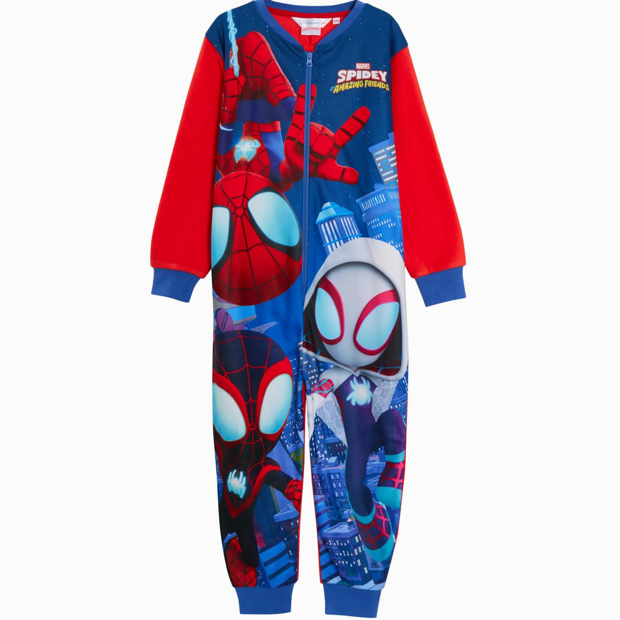 Marvel Spidey und Seine Niesamowite Freunde Fleece Kombinezon dziecięcy Piżama z zamkiem błyskawicznym