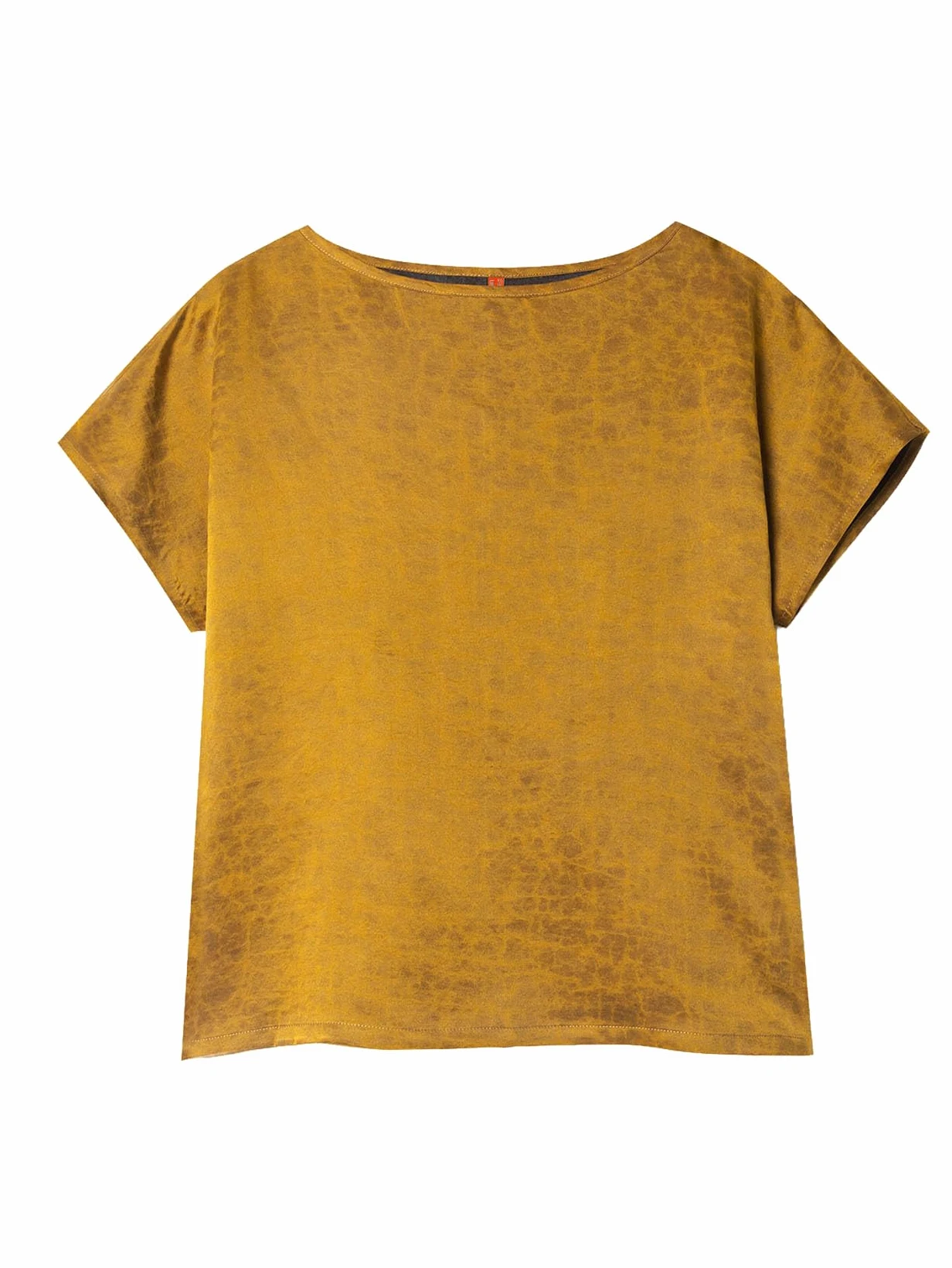 HangErFeng Elegancka szeroka bluzka z okrągłym dekoltem Premium Jedwabna Bluzka Crackle Teksturowana Bezszwowa Rękaw Top 618