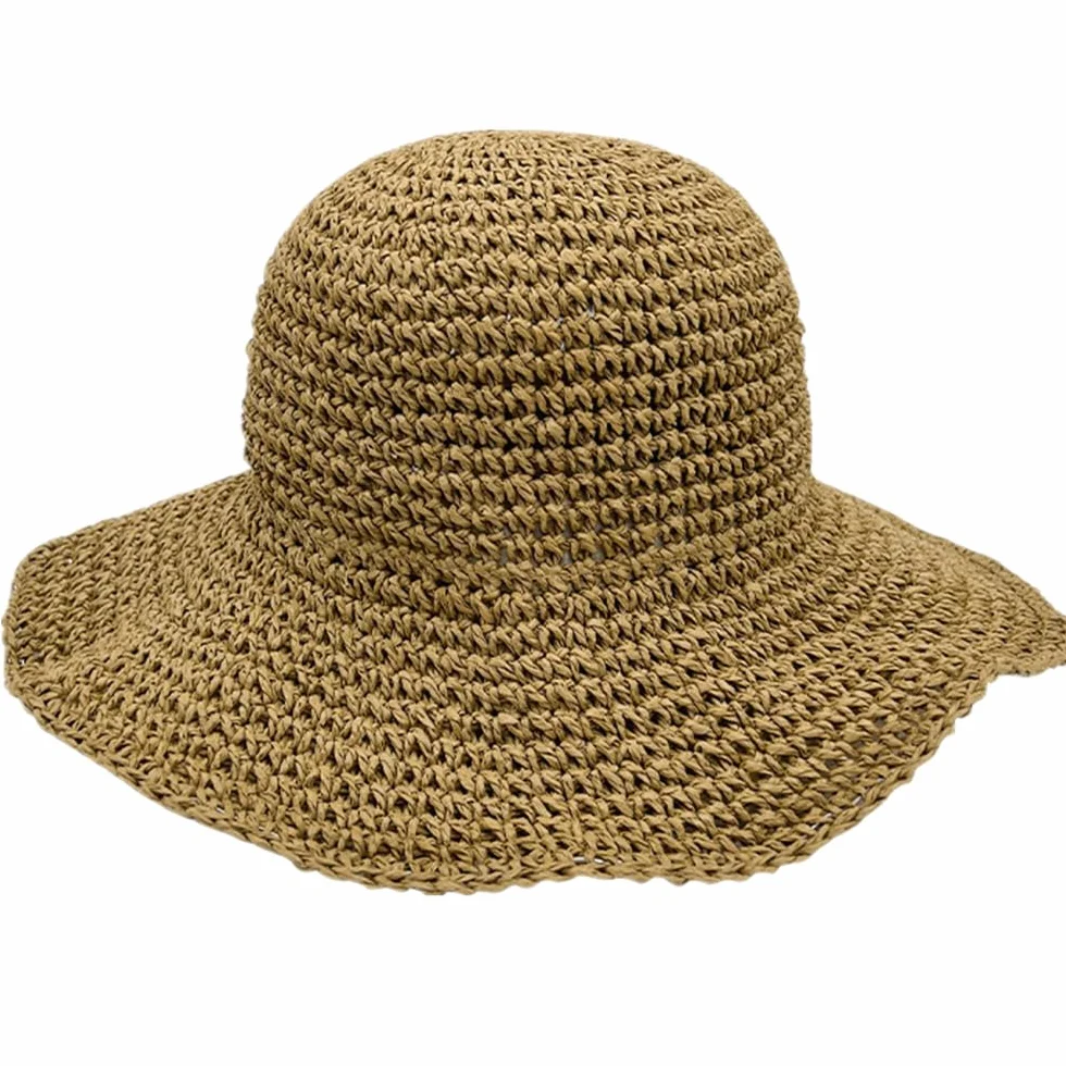 Kapelusz słomkowy damski składany przeciwsłoneczny khaki 56 cm