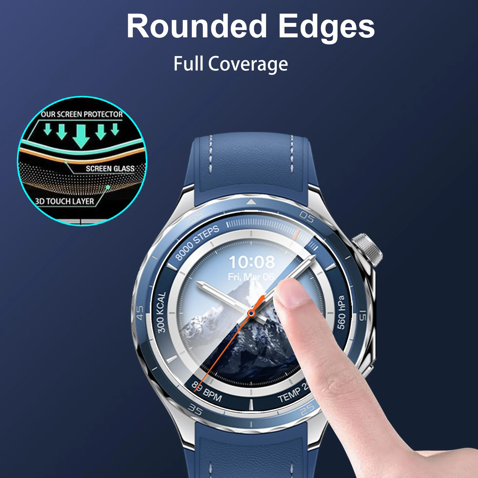 zZjoOoj Screen Protector kompatybilny z Oneplus Watch 3 do szkła hartowanego z ramką pozycjonującą [HD Clear][ Pakiet of 3 ]