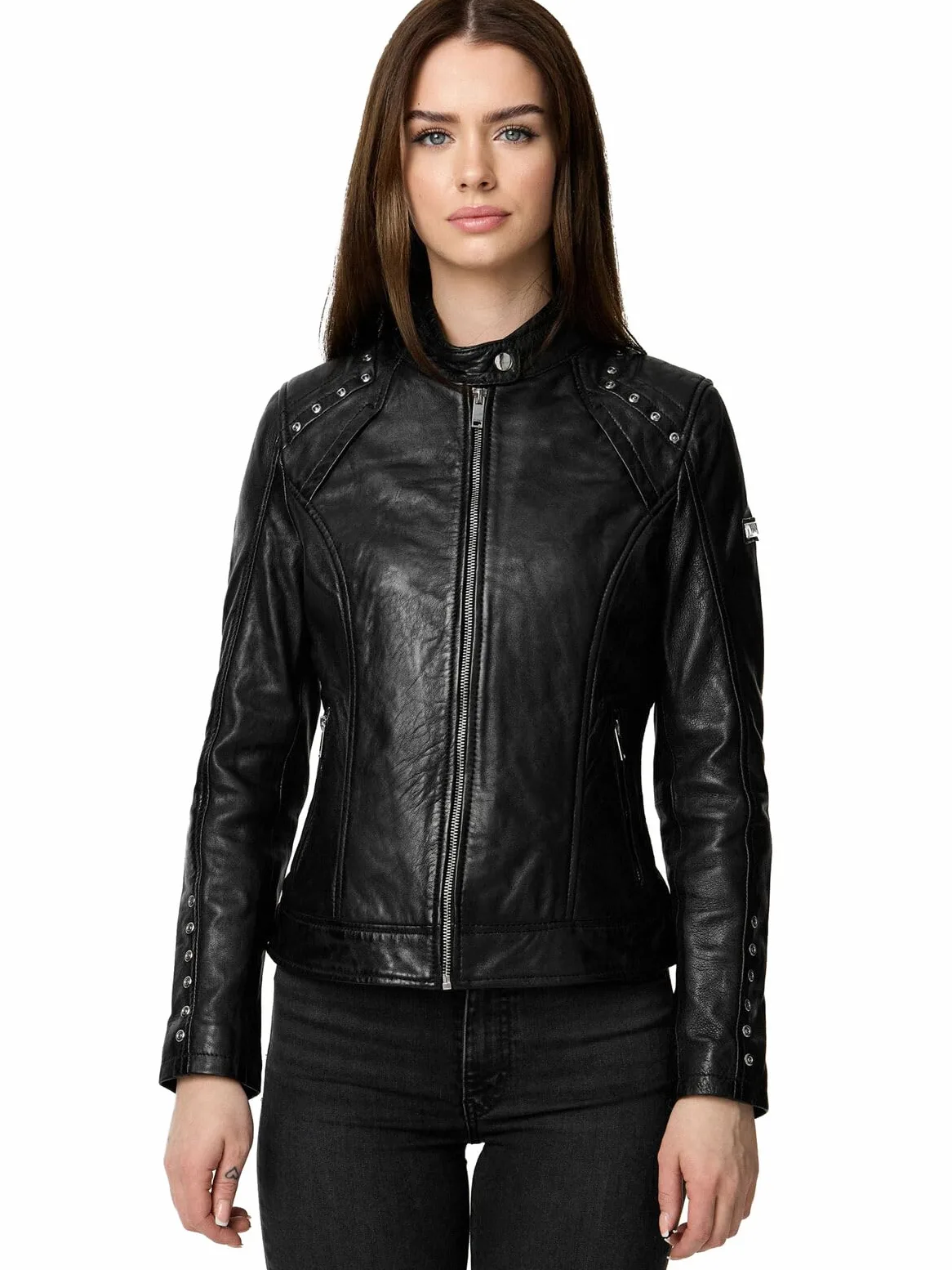 Tazzio Kurtka skórzana damska skórzana kurtka prawdziwa skóra Biker Look F521