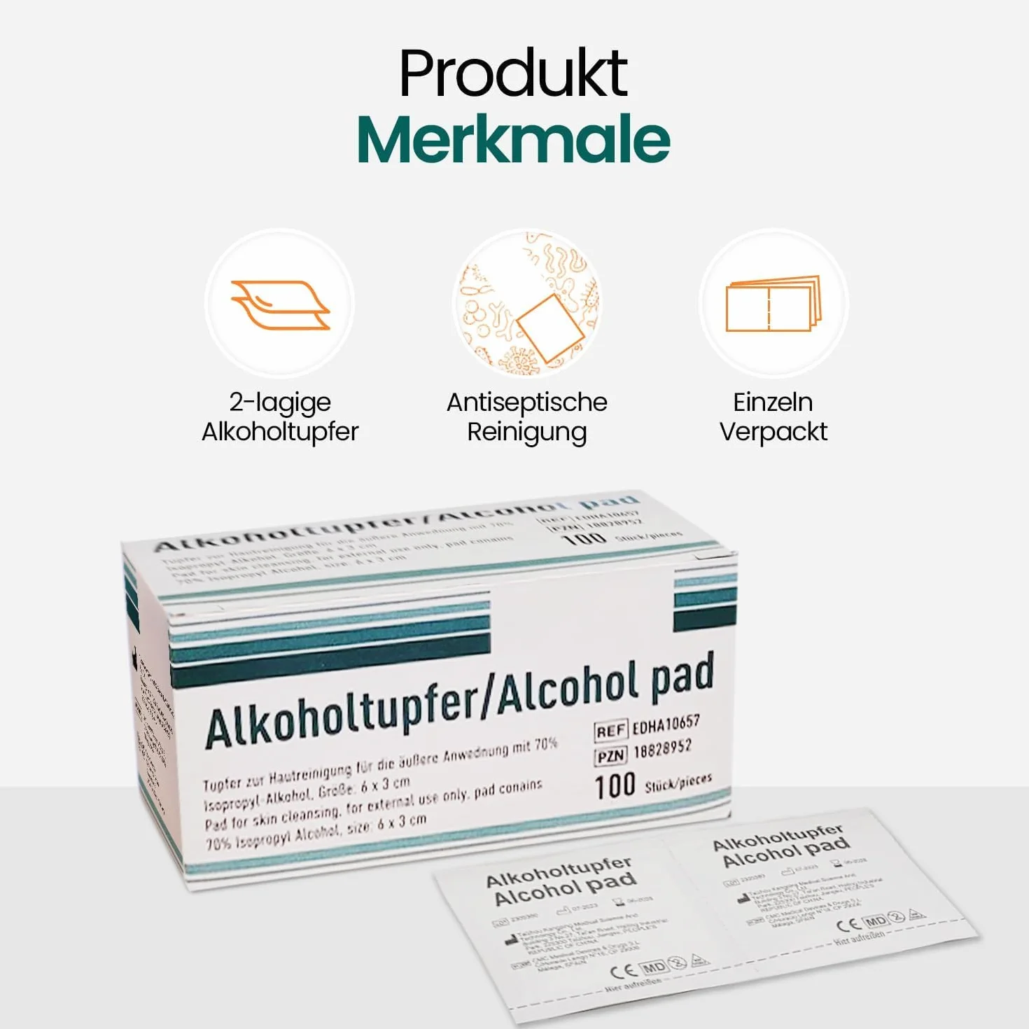 Podkładki do przygotowania alkoholu, 70% alkohol izopropylowy, 100 sztuk, waciki nasączone alkoholem pierwszej pomocy, pakowane pojedynczo, waciki nasączone alkoholem do ogólnego czyszczenia,