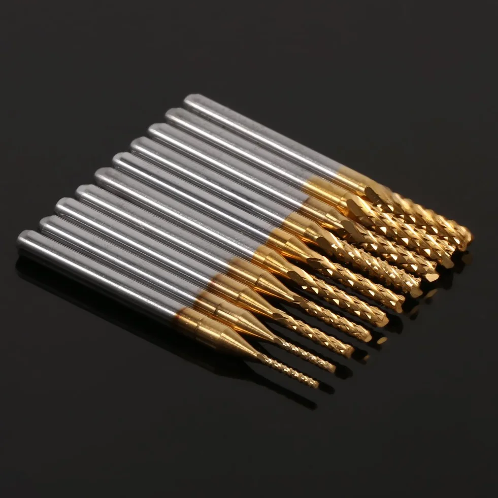10 Szt. Narz?dzia Do Frezowania Cnc Z W?glików Spiekanych 1.0-3.0mm Frez Trzpieniowy Pokryty Tytanem