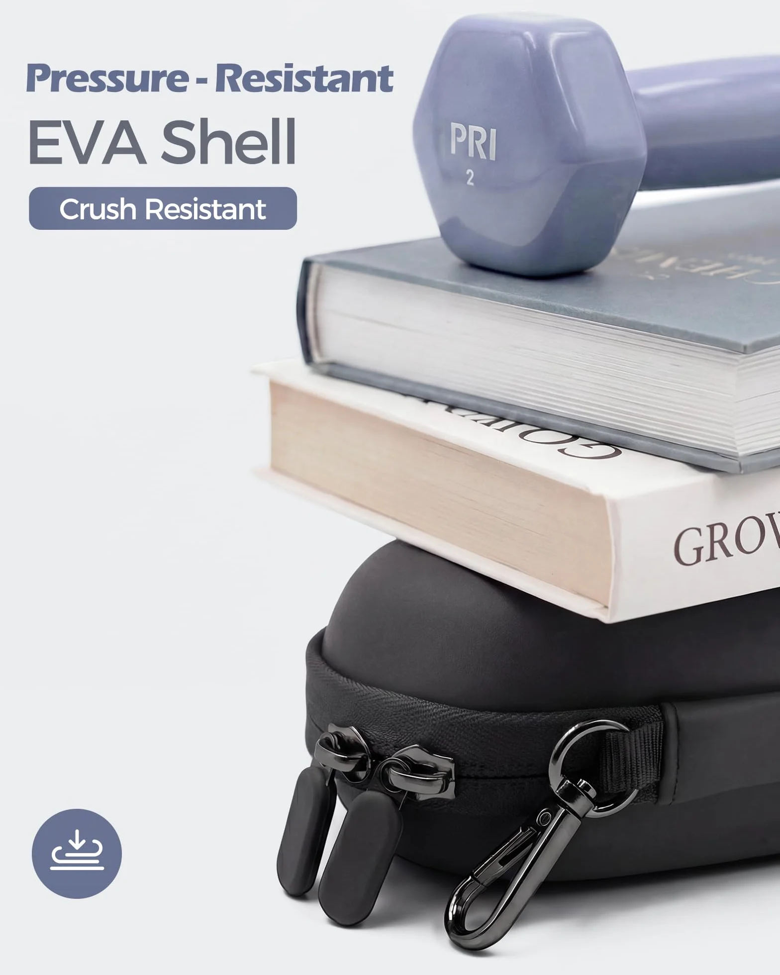 ProCase Podwójne etui na okulary przeciwsłoneczne, twarda powłoka EVA, odporne na wstrząsy, podwójne etui na okulary dla mężczyzn i kobiet, z metalowym haczykiem i aksamitną podszewką, podróżny zamek