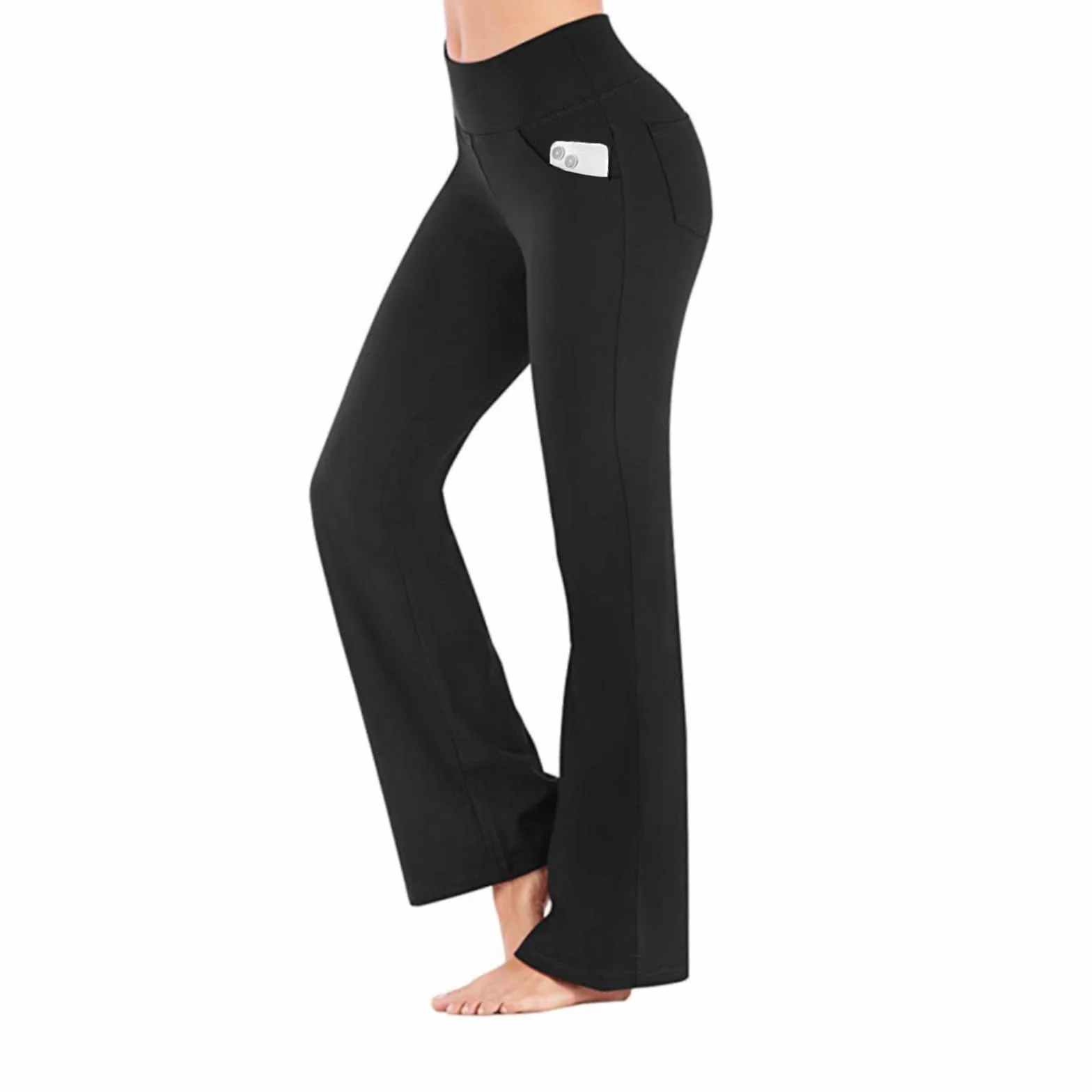 flintronic Bootcut spodnie do jogi dla kobiet, damskie spodnie ze stretchem, rozkloszowane legginsy z wysokim stanem z kieszeniami, spodnie robocze do pracy, uprawiania sportu i na co dzień