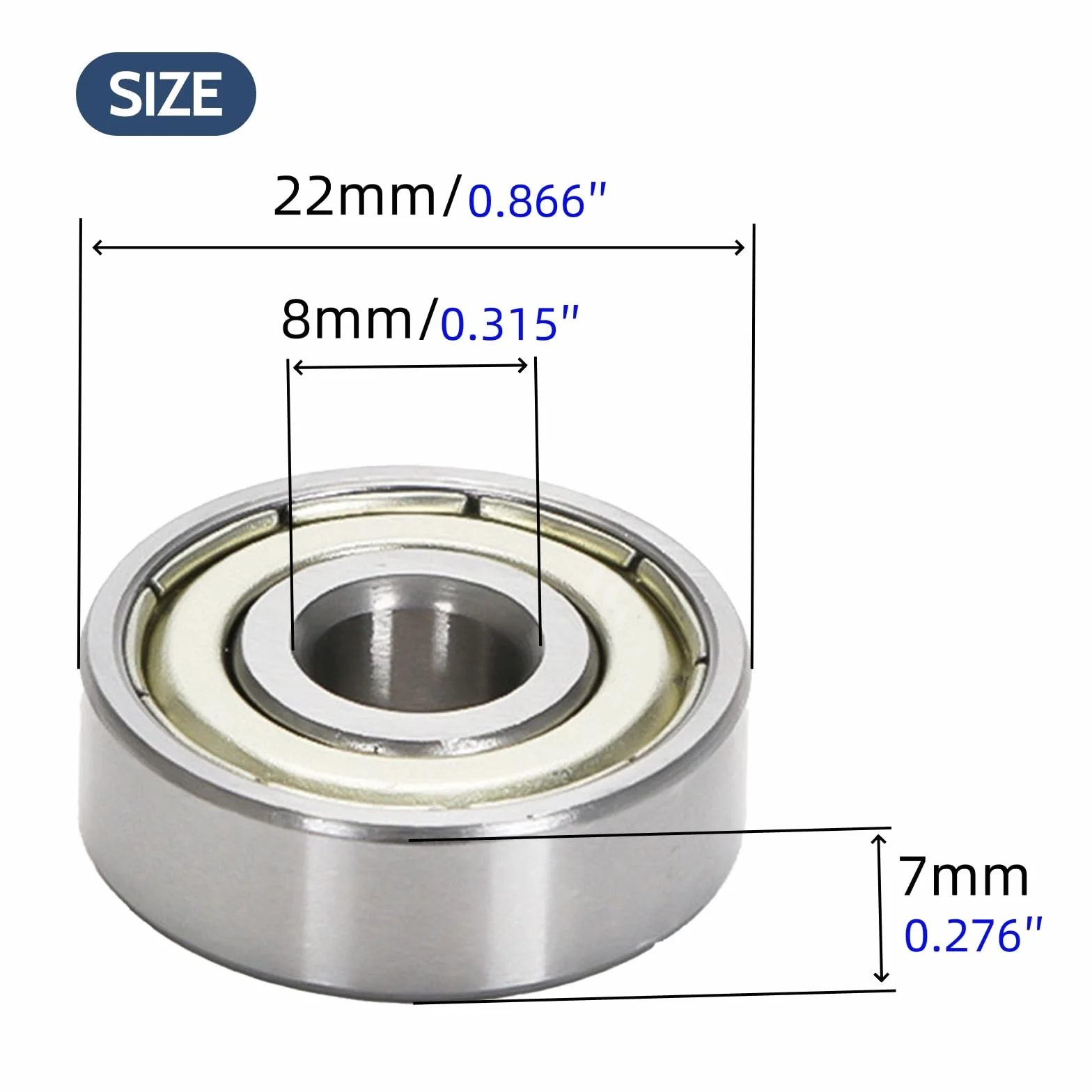 HAISHANG 4 sztuki Lożysk 608ZZ,8mm x 22mm x 7mm Łożyska Rowkowe ze Stali Chromowej z Podwójną Metalową Uszczelką do Deskorolek, Hulajnóg, Tokarek