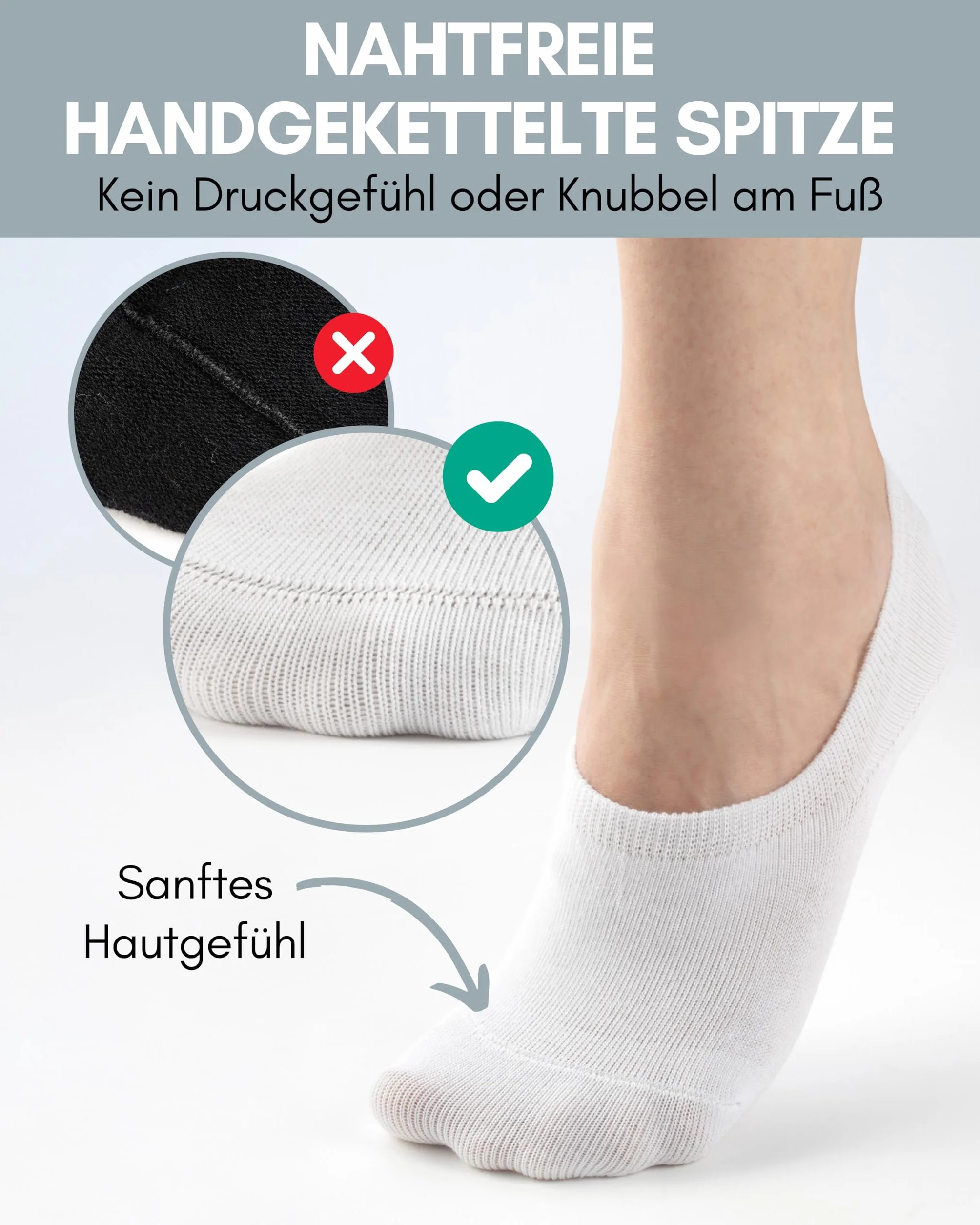 HELDENWERK 10 par niewidoczne skarpety do sneakersów – oddychające, czarne, białe, szare