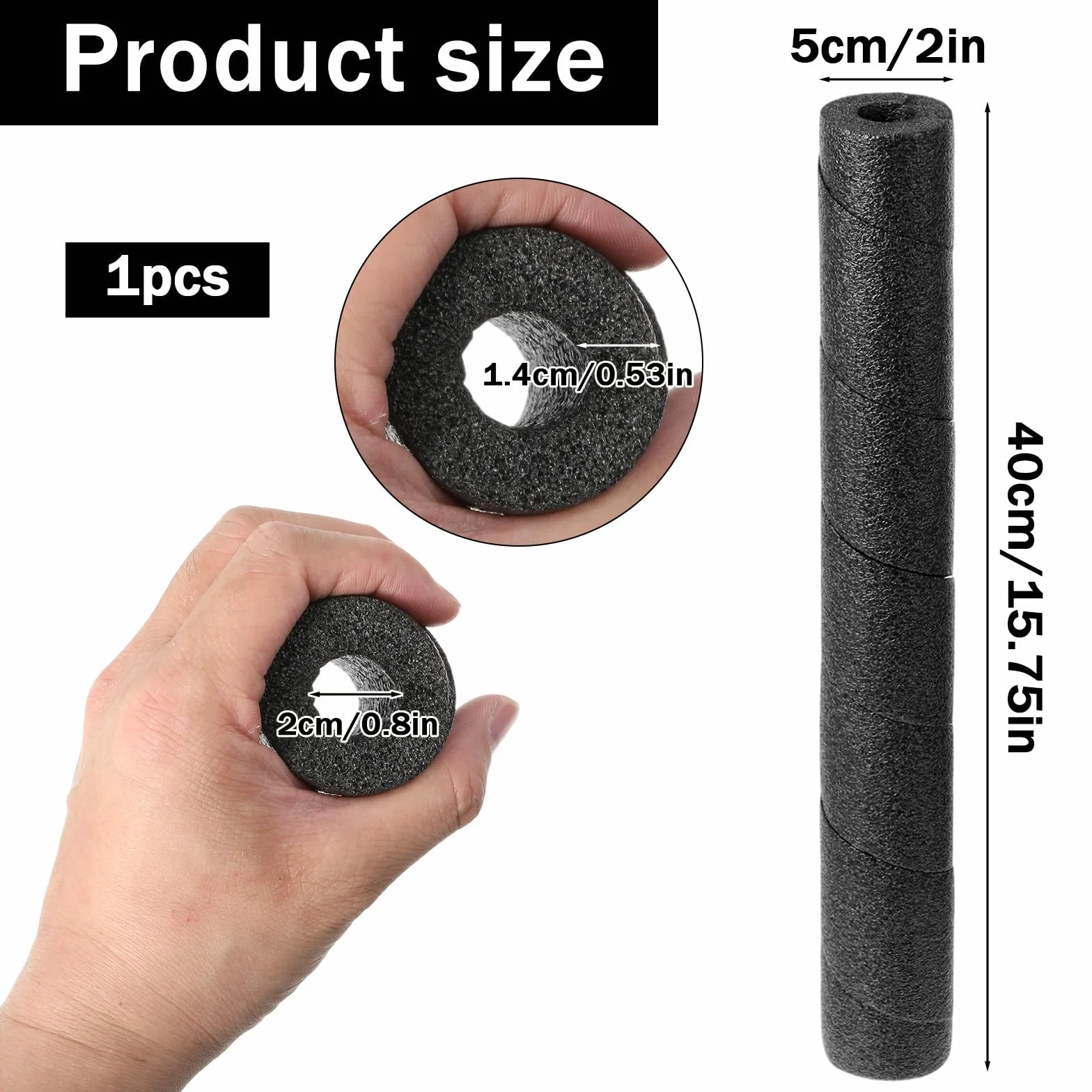 1 szt. Rura izolacyjna z pianki izolacyjnej, czarny makaron basenowy, 40 cm, ochrona rury wężowej, miękka pianka do basenu, makaronu, rur wodnych i ochrony zimowej
