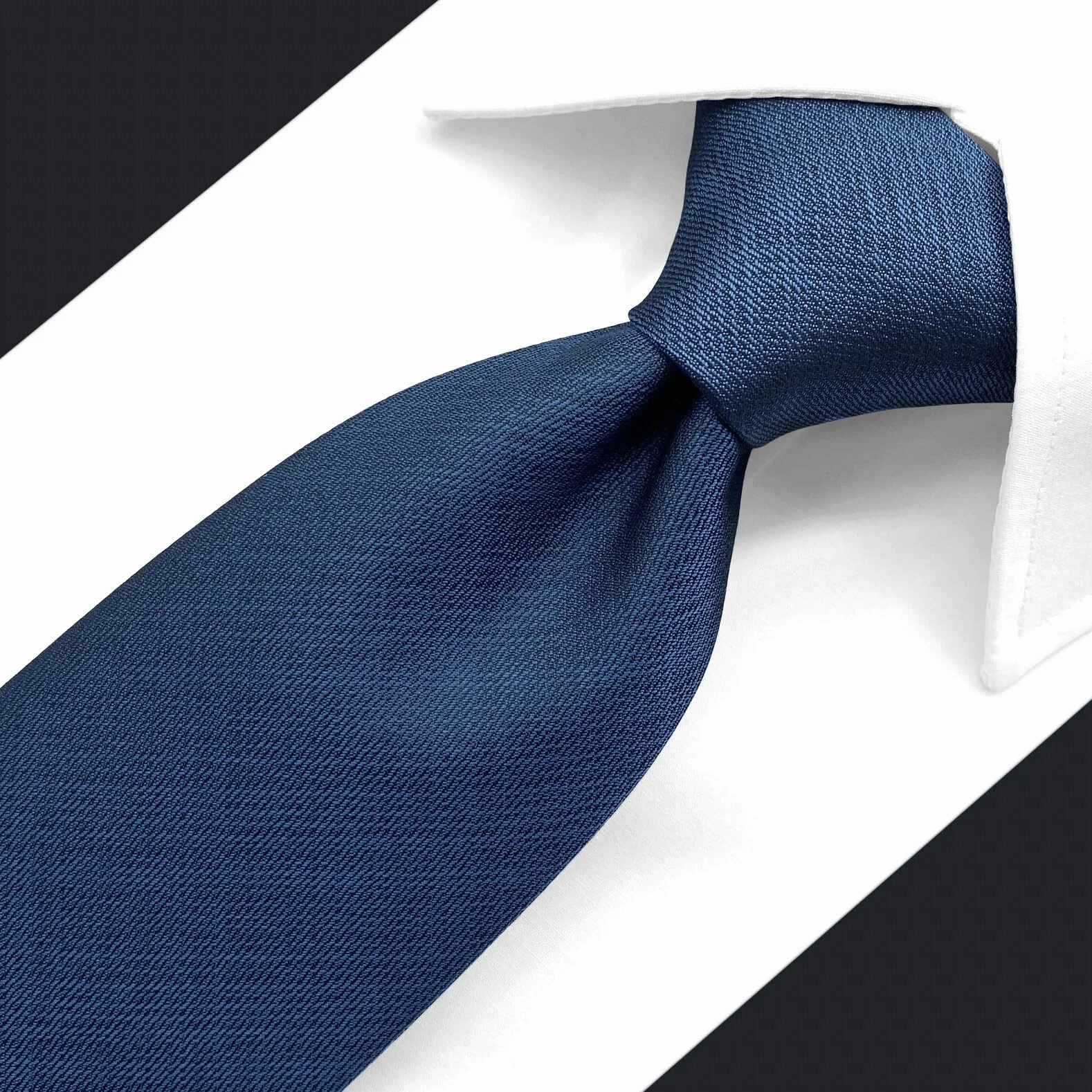 S&W SHLAX&WING Krawaty biznesowe Krawat męski Solid Blue Classic Extra Long XL Set